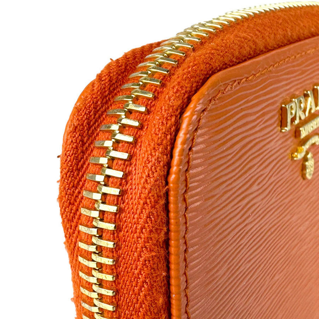 Prada Orange Leather Coin Purse/Coin Case (Pre-Owned)