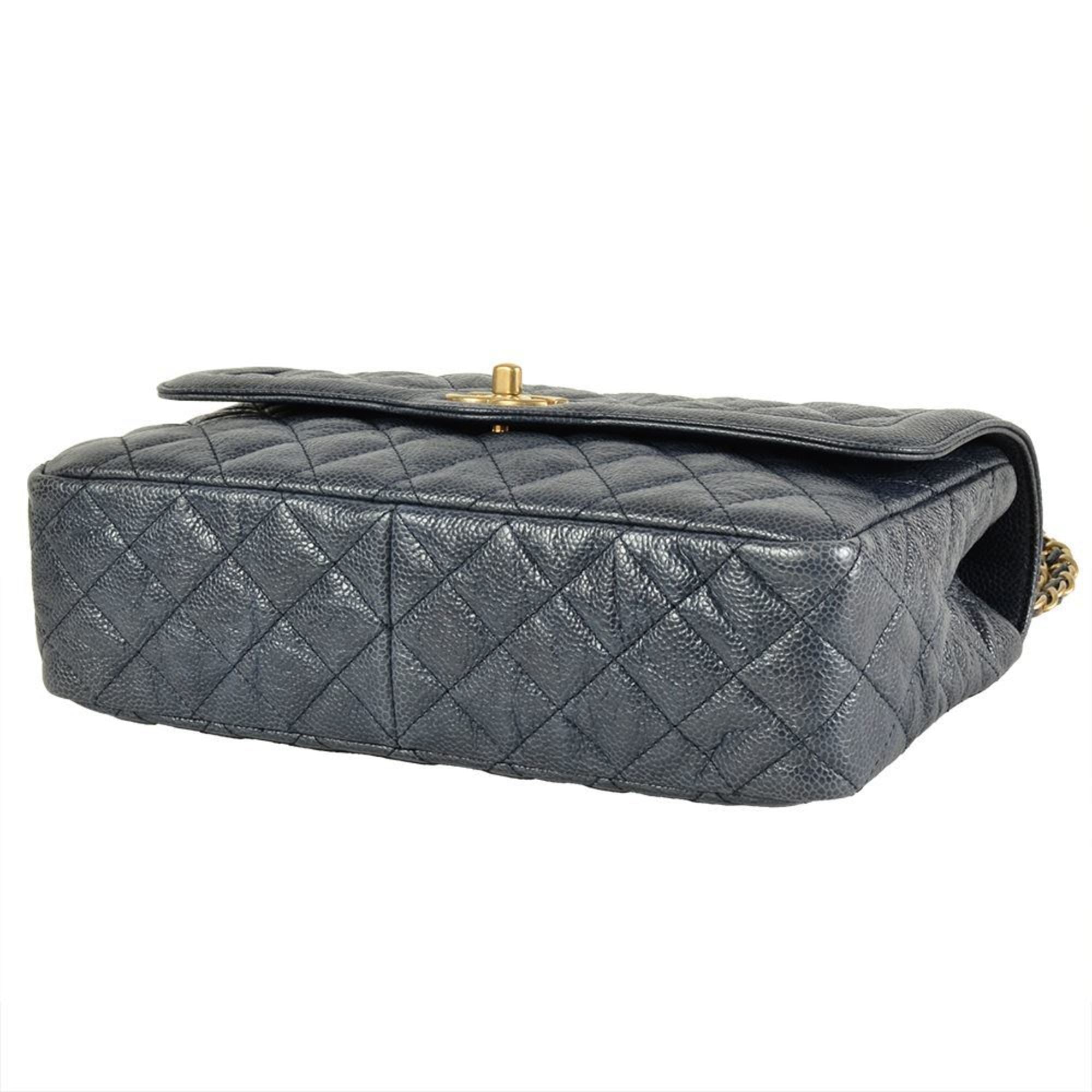 Chanel Blue Grained Calfskin Shoulder Bag (Pre-Owned)