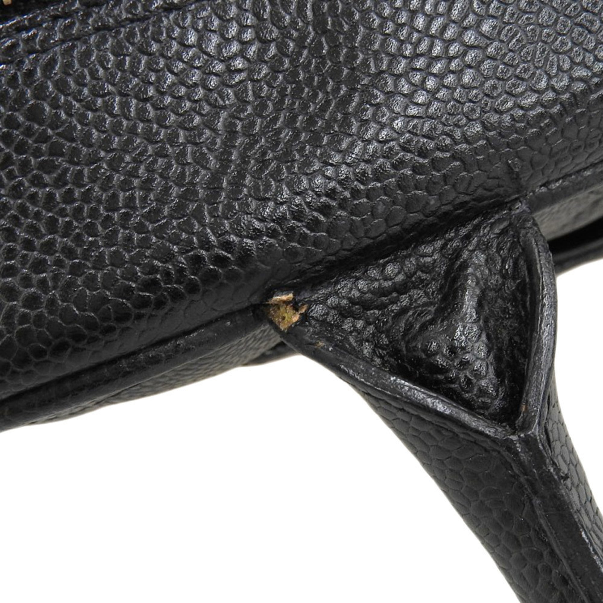 Chanel Black Caviar Leather Boston Bag Handbag (Pre-Owned)