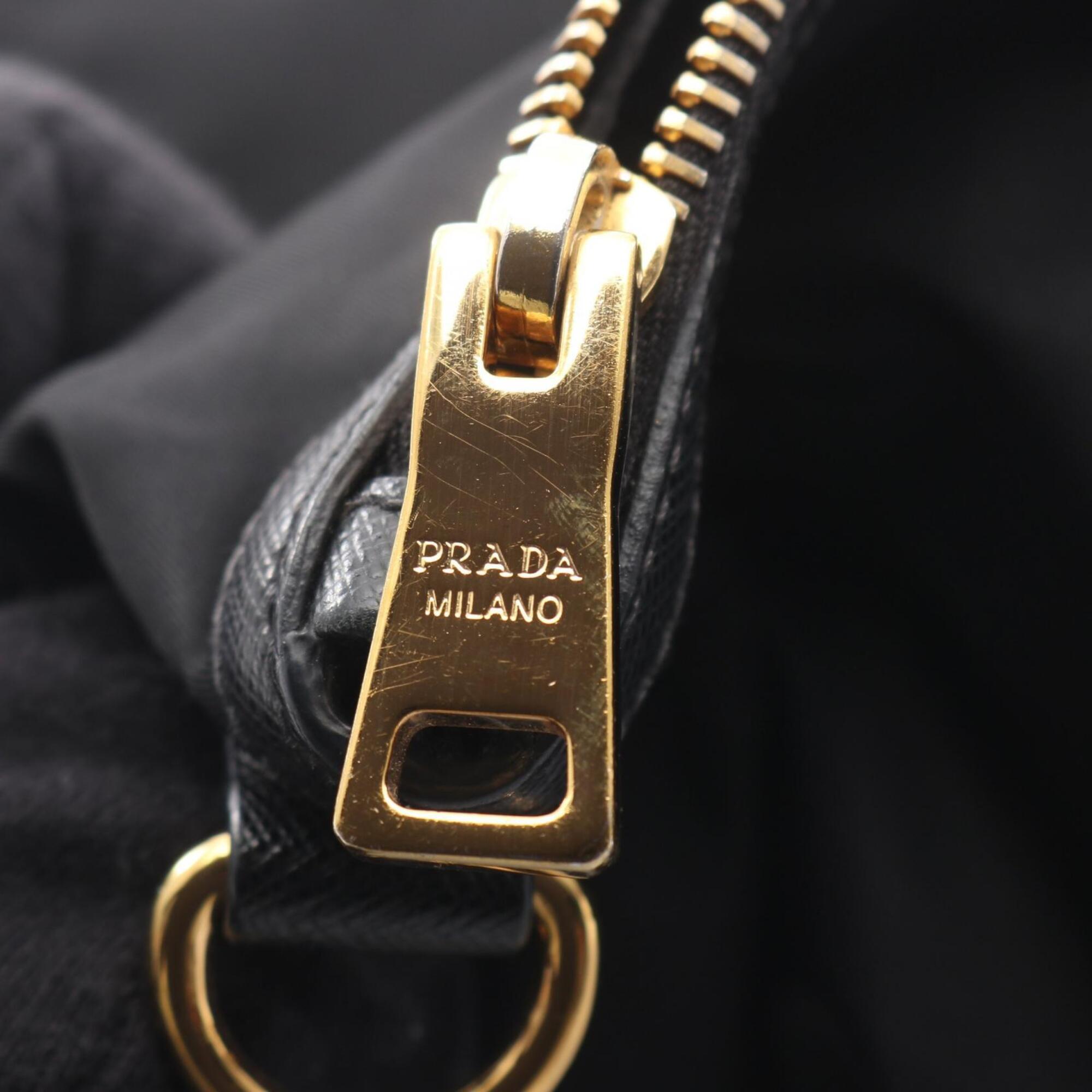 Prada Black Nylon Leather Handbag Tote Bag (Pre-Owned)
