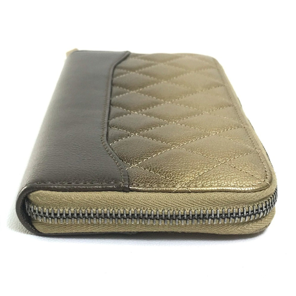 Chanel Gold Leather Long Wallet (Bi-Fold) (Pre-Owned)