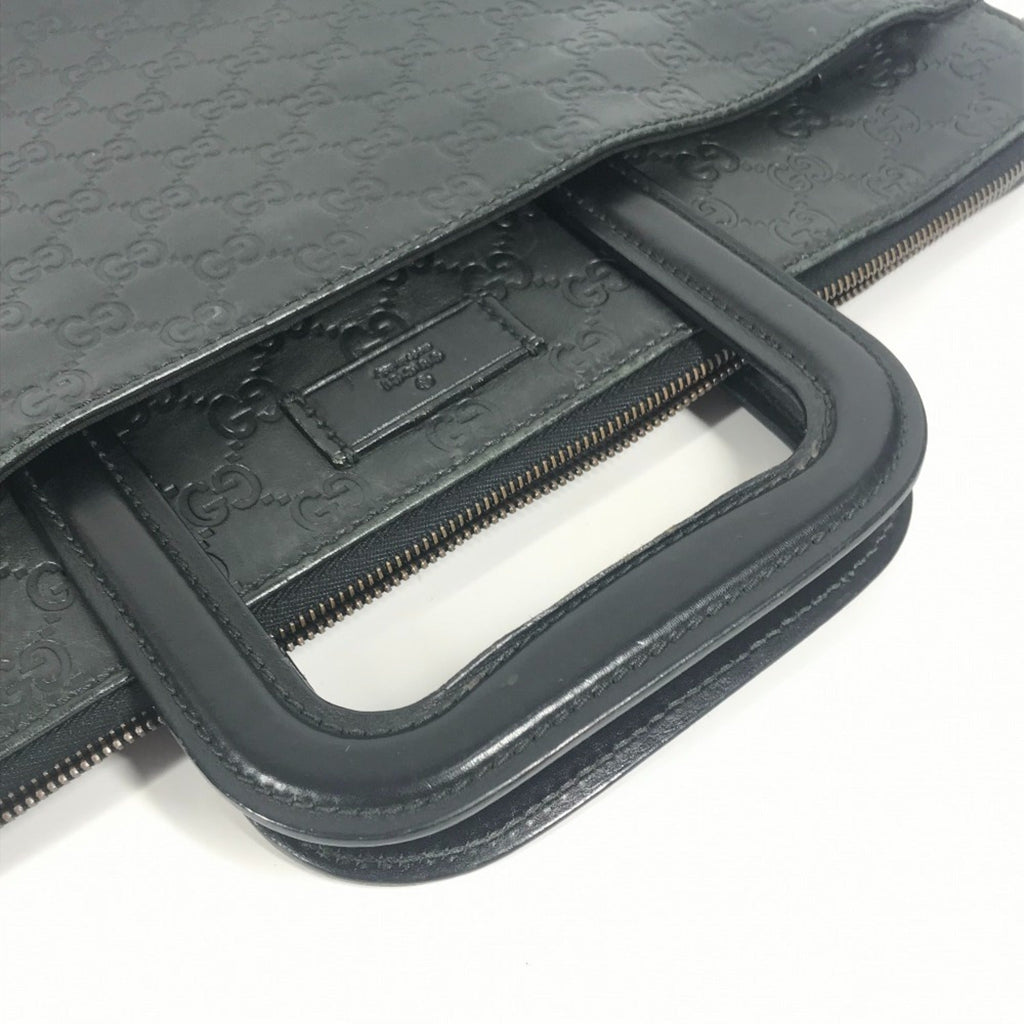 Gucci Black Gg Leather Briefcase Handbag Tote Bag (Pre-Owned)
