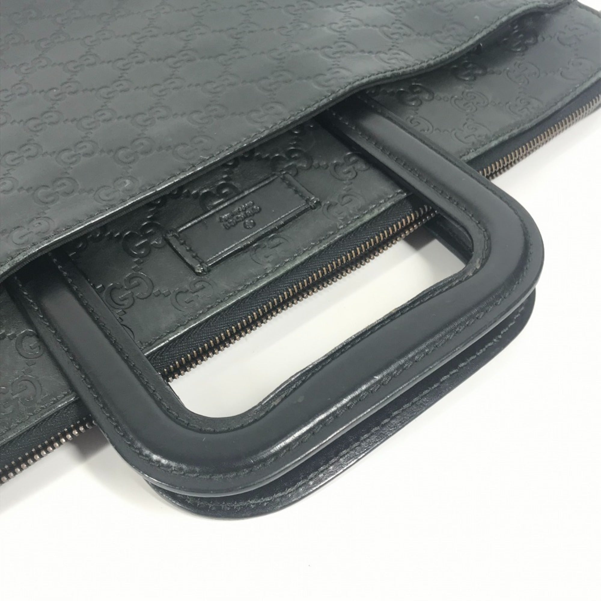 Gucci Black Gg Leather Briefcase Handbag Tote Bag (Pre-Owned)