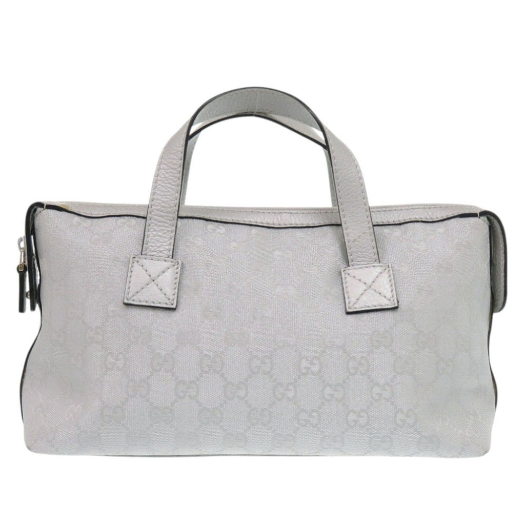 Gucci Gg Canvas Silver Gg Canvas Leather Handbag (Pre-Owned)