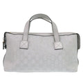 Gucci Gg Canvas Silver Gg Canvas Leather Handbag (Pre-Owned)