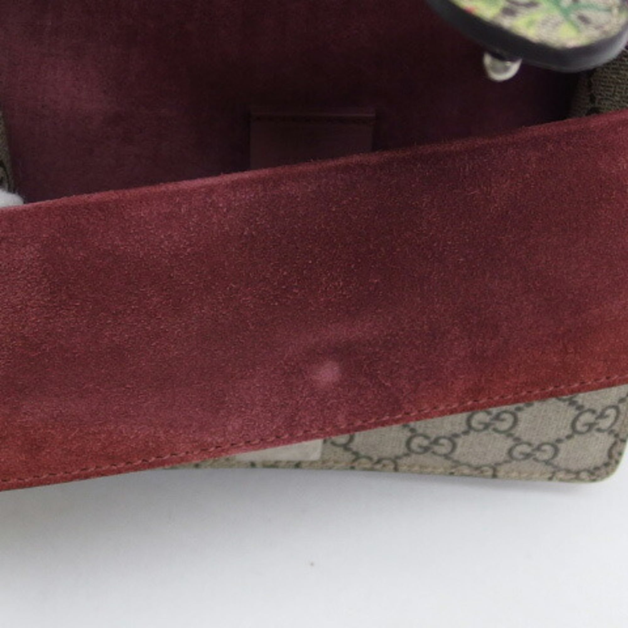 Gucci Beige Bordeaux Pink Coated Canvas Suede Shoulder Bag (Pre-Owned)
