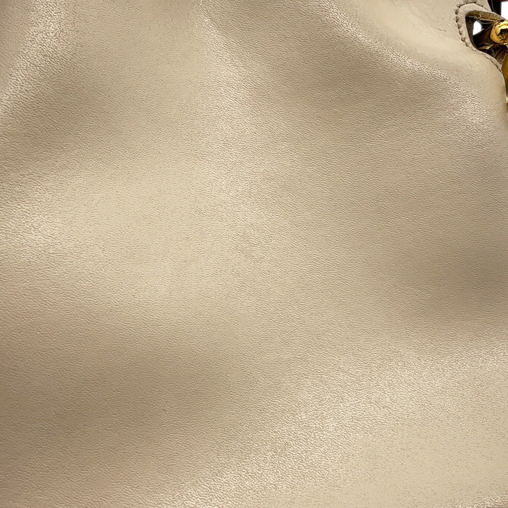 Fendi Ivory Red Color Leather Handbag Shoulder Bag (Pre-Owned)