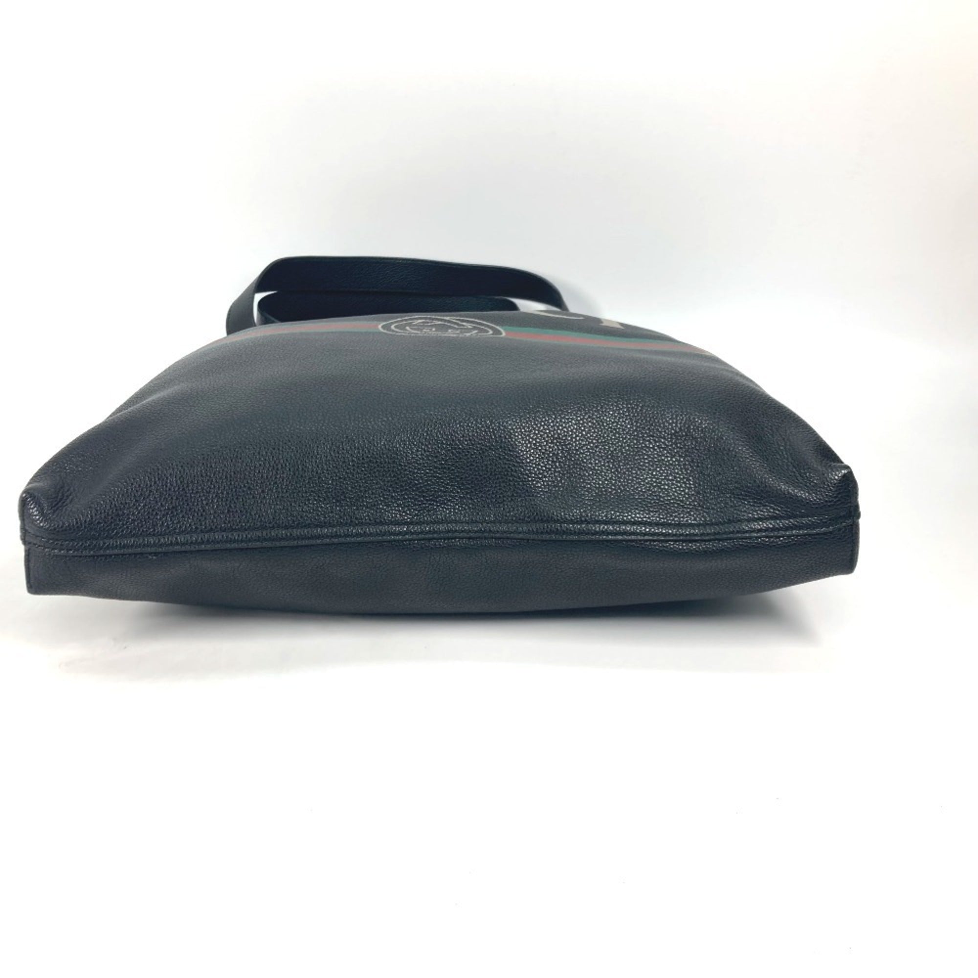 Gucci Sherry Line Black Leather Shoulder Bag Tote Bag (Pre-Owned)