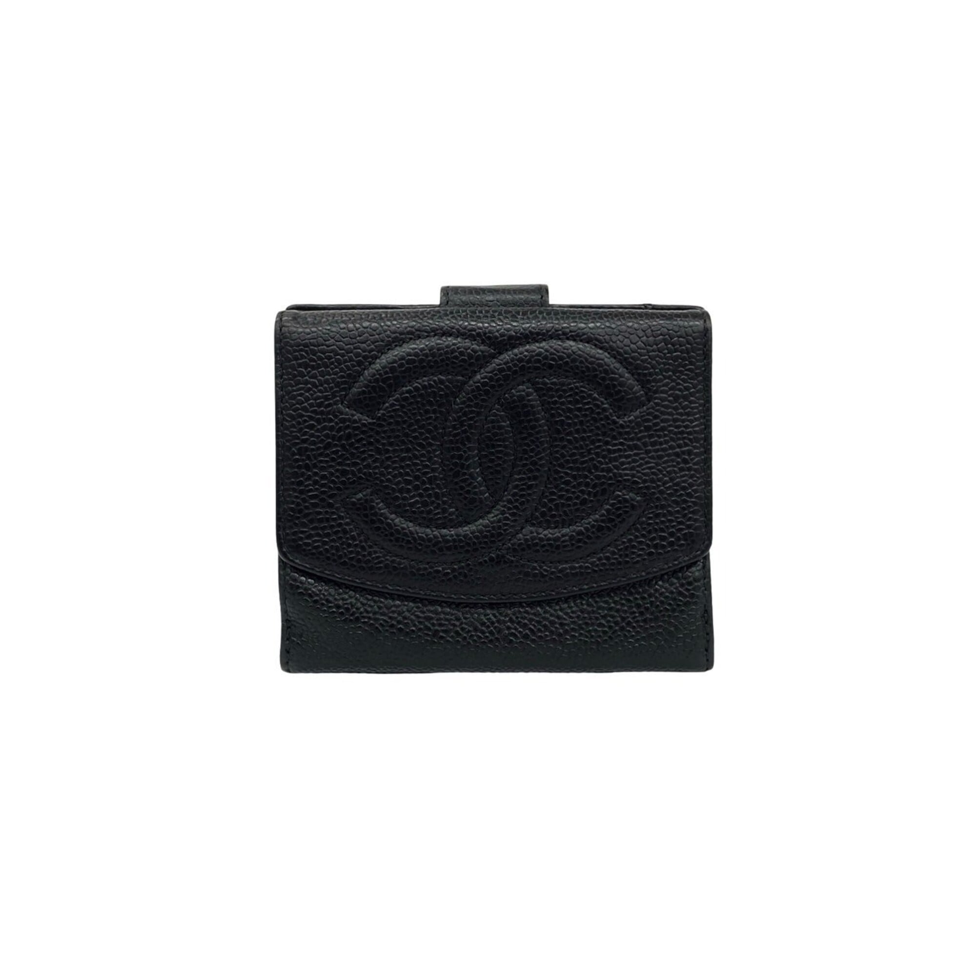 Chanel Black Grained Calfskin Wallet (Bi-Fold) (Pre-Owned)