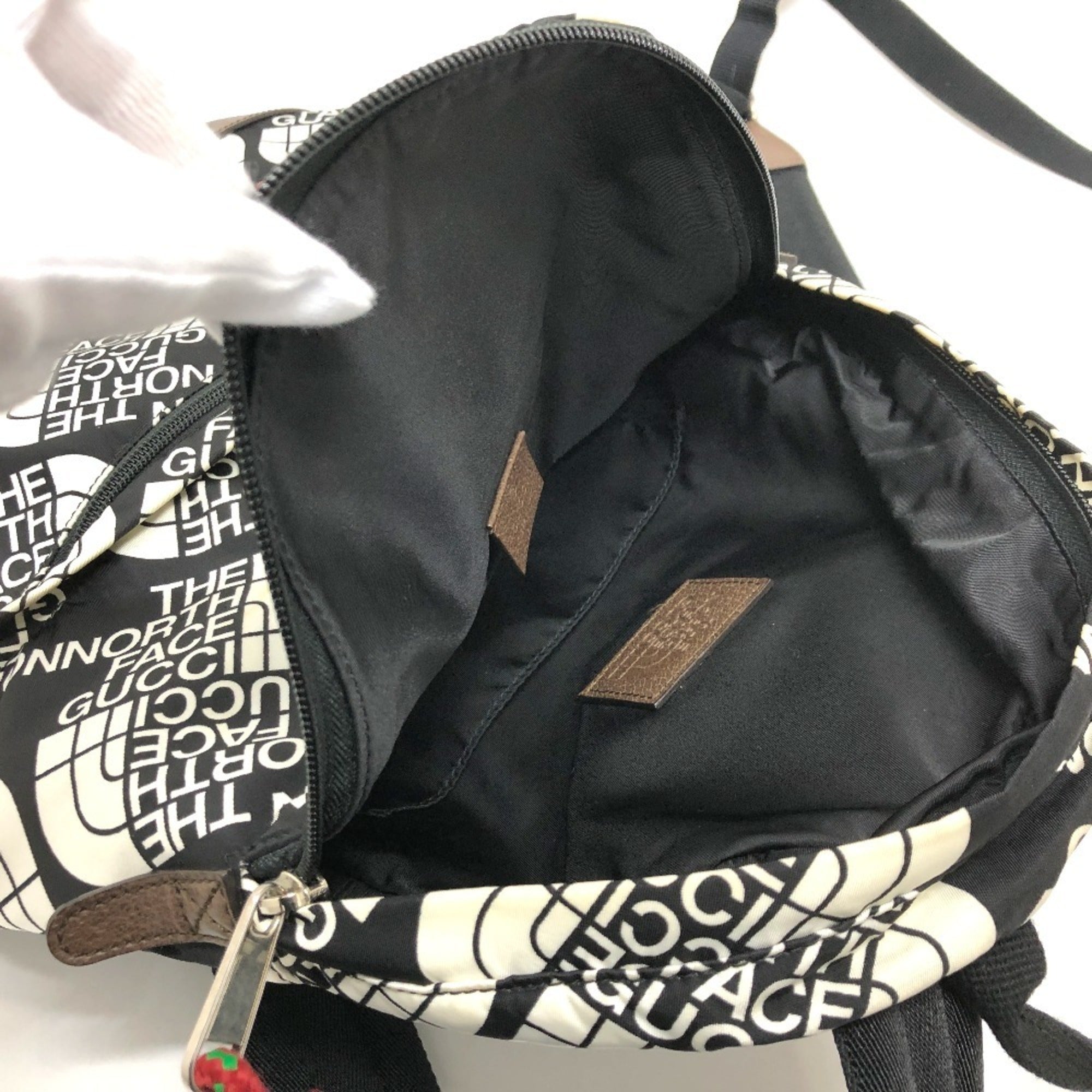 Gucci Black Brown White Nylon Leather Backpack (Pre-Owned)