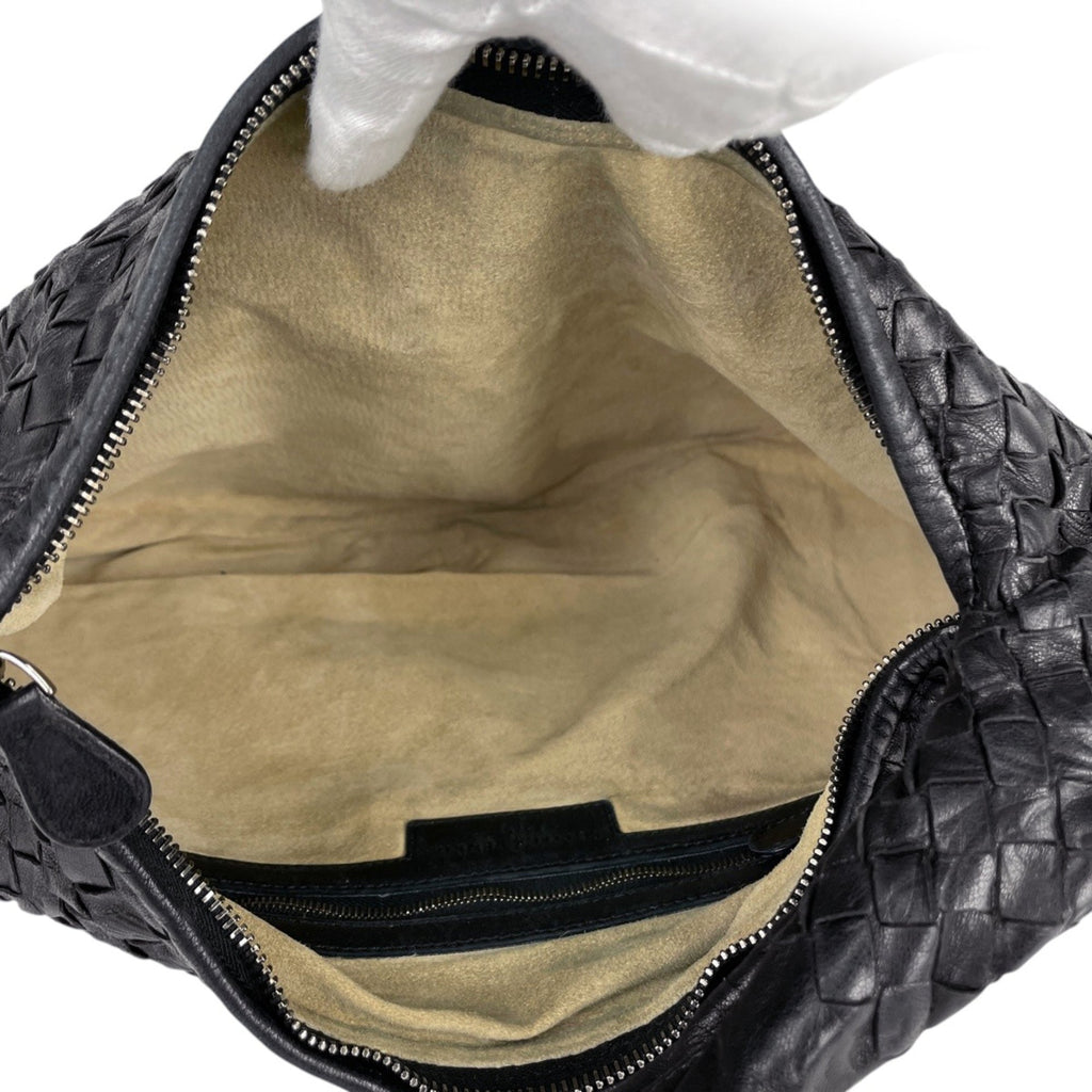 Bottega Veneta Black Leather Handbag Shoulder Bag (Pre-Owned)