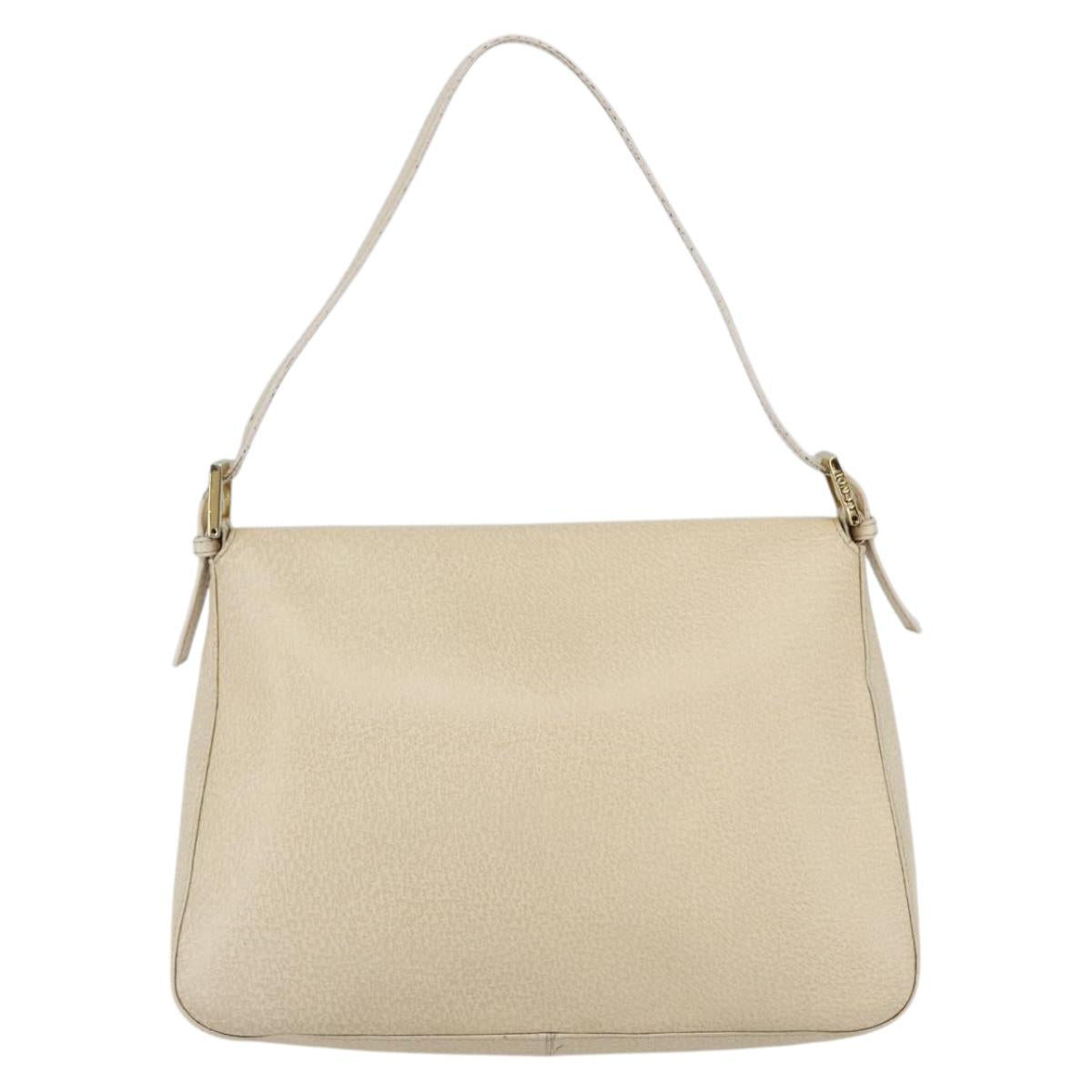 Fendi Mamma Baguette Shoulder Bag Canvas Beige Leather Shoulder Bag Bag (Pre-Owned)