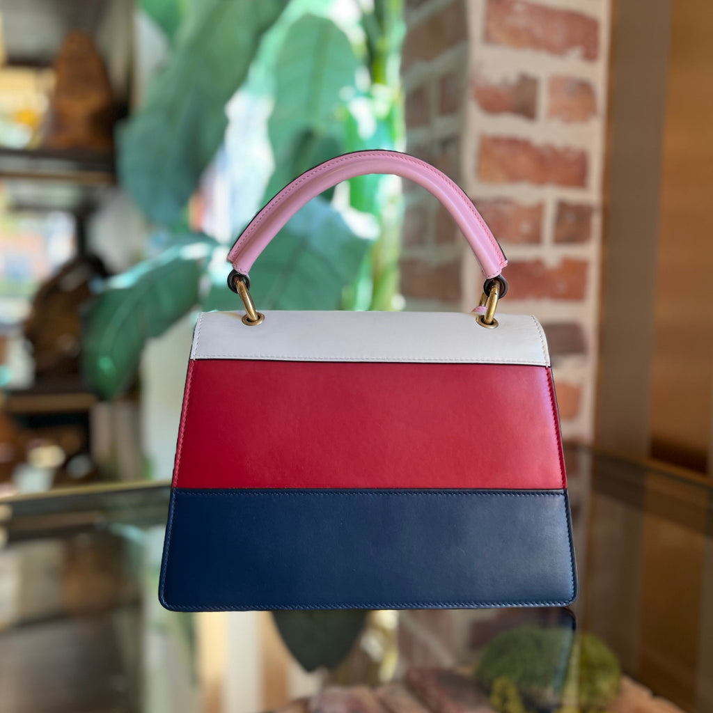 GUCCI Sylvie Web Queen Margaret Small Calfskin Top Handle Bag
