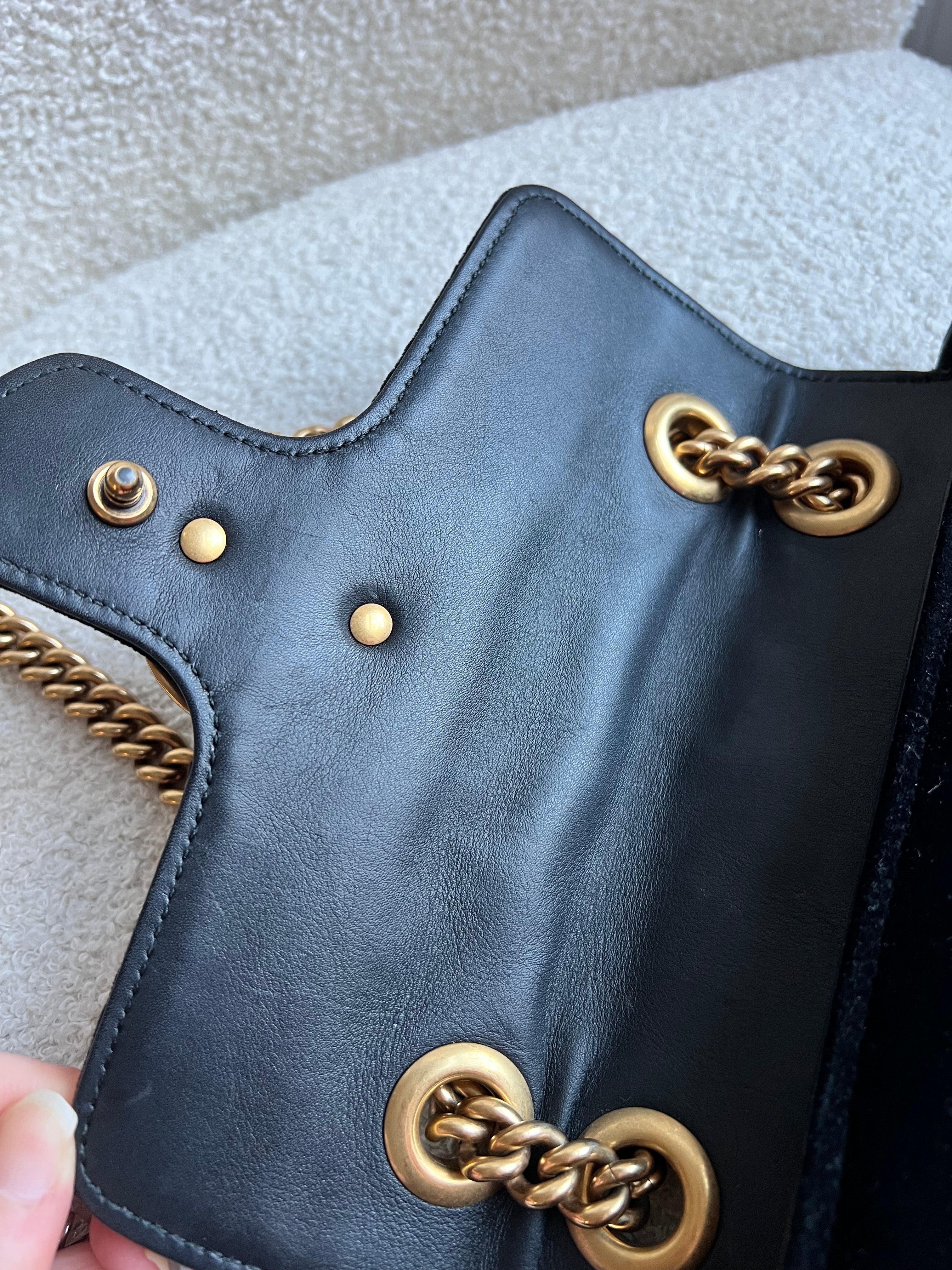 Gucci GG Black Velvet Marmont Mini Shoulder Bag (RRP £1395)