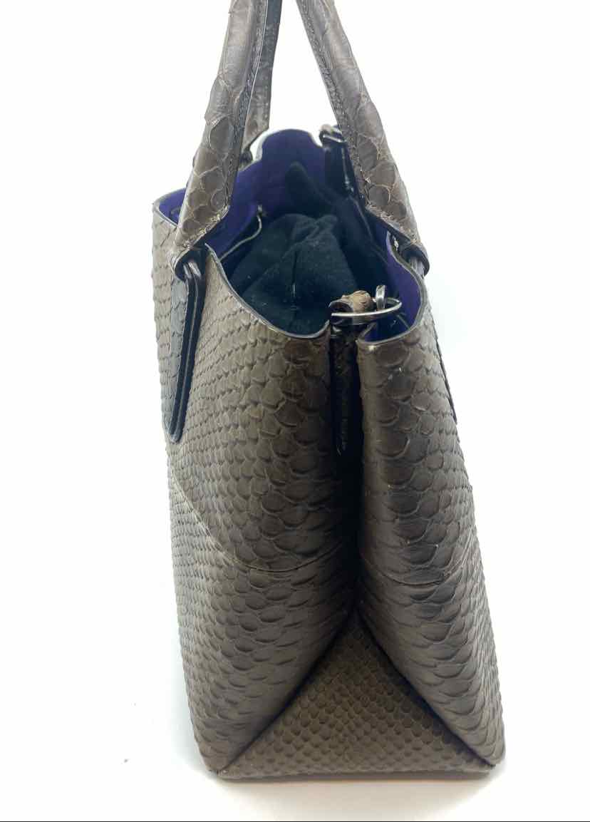 COACH Brown Python Solid Handbag