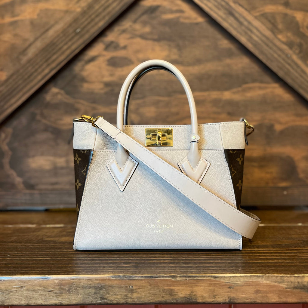 LOUIS VUITTON OnMySide PM Greige Calf Leather Top Handle