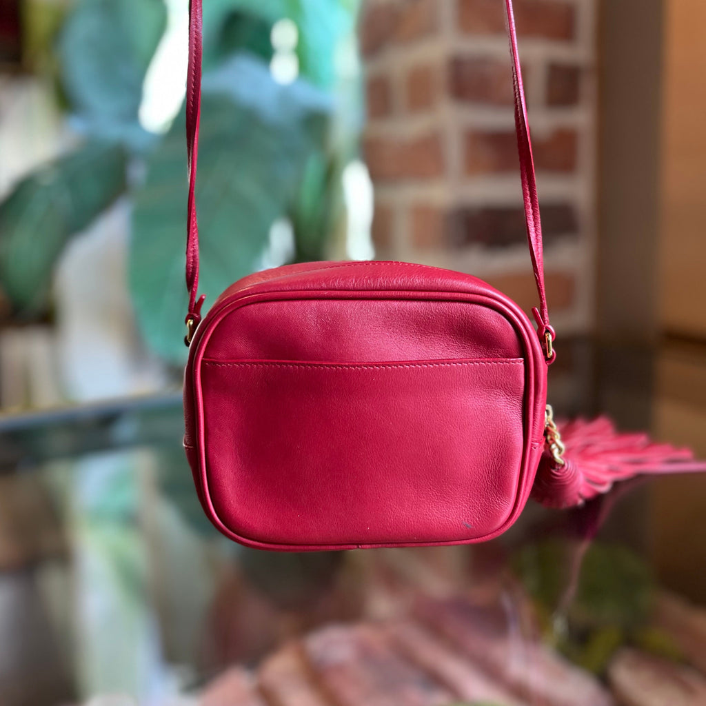 SAINT LAURENT Mini Blogger Red Leather Crossbody Bag