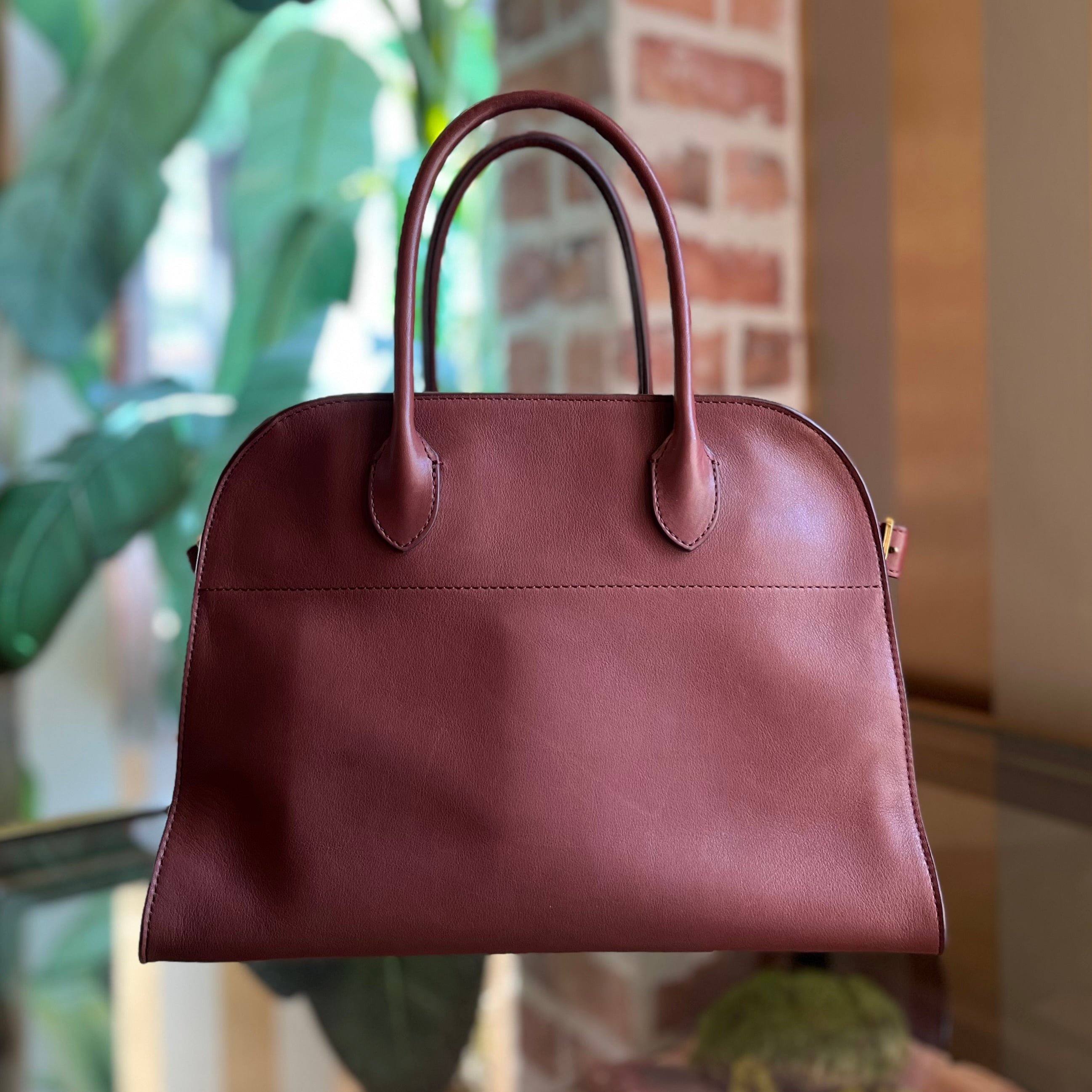 THE ROW Margaux 12 Brown Calfskin Tote Bag