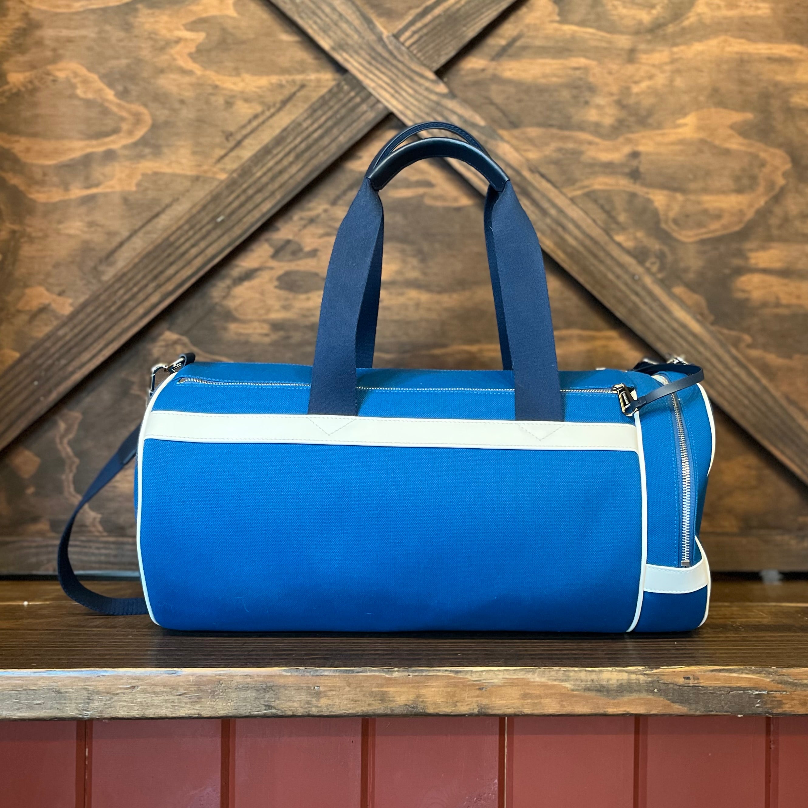 BURBERRY Kennedy Blue Canvas Duffle Bag