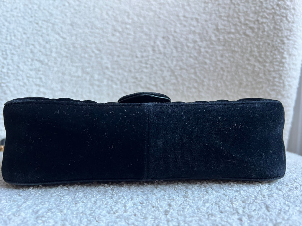 Gucci GG Black Velvet Marmont Mini Shoulder Bag (RRP £1395)