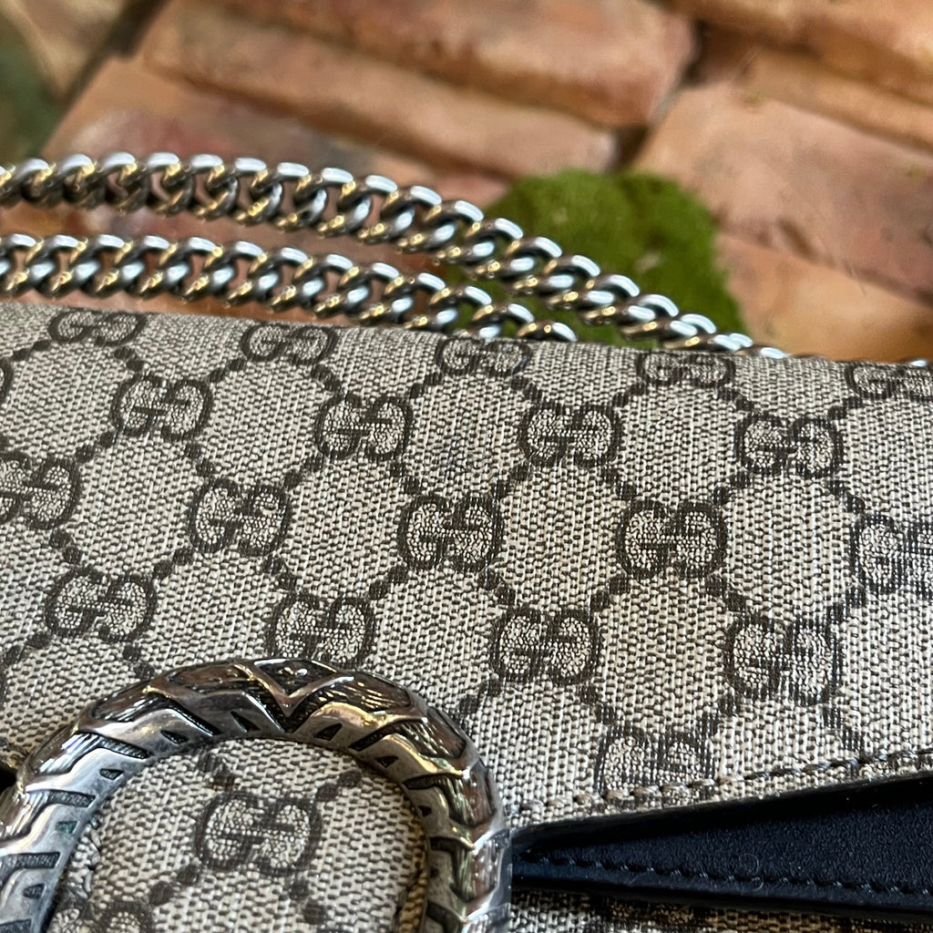 GUCCI Small Dionysus Black GG Supreme Monogram Shoulder Bag