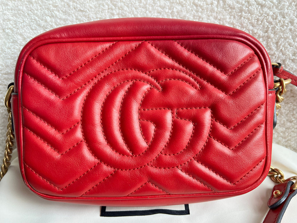 Gucci GG Hibiscus Red Marmont Mini Shoulder Bag (RRP £1360)