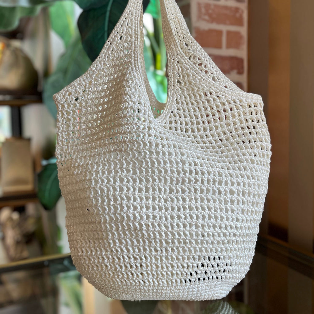 PRADA White Raffia Shopping Tote