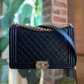 CHANEL Boy New Medium Black Lambskin Shoulder Bag