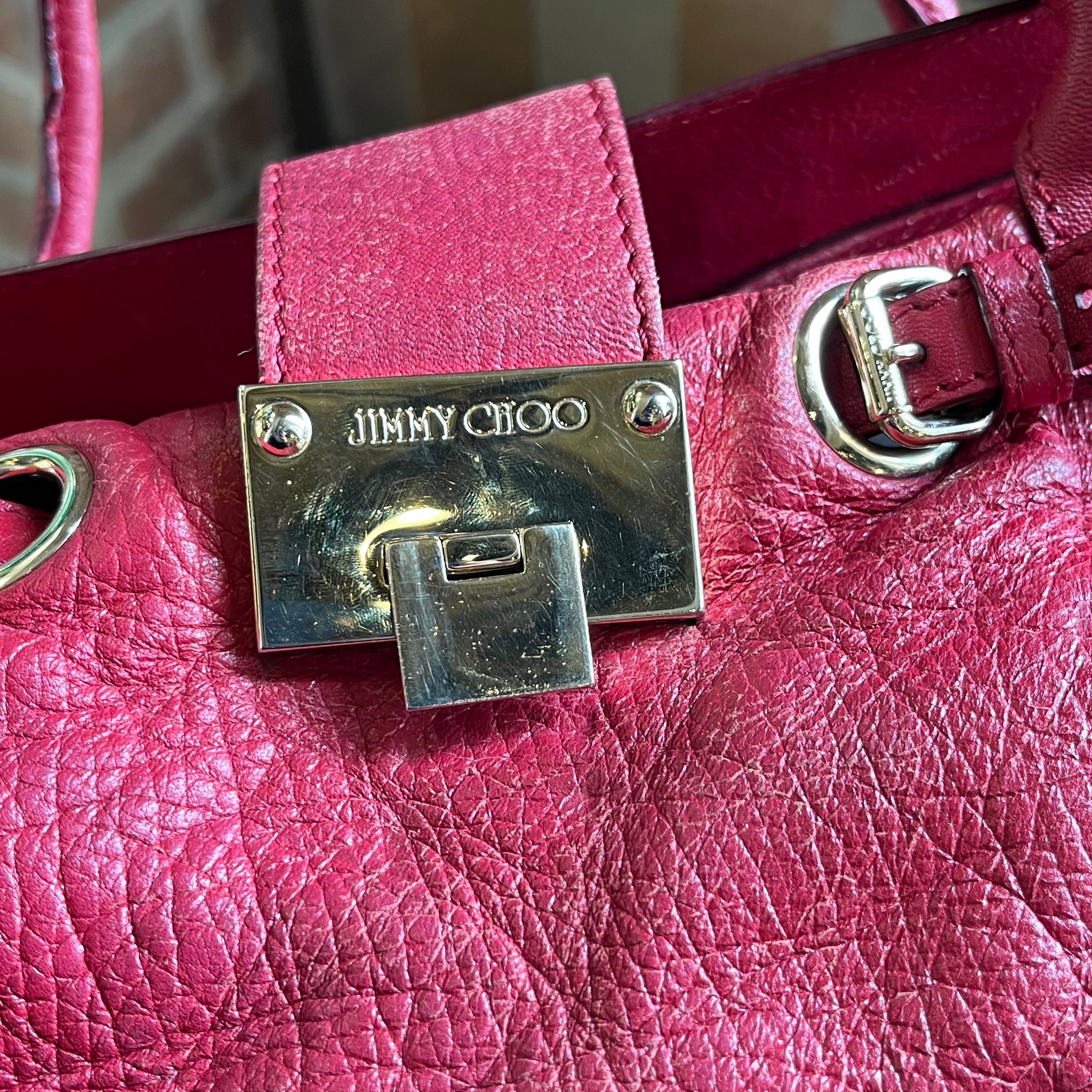 JIMMY CHOO Red Leather Rosalie Satchel