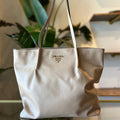 PRADA Argilla Glacé Calf Leather Beige Tote Bag