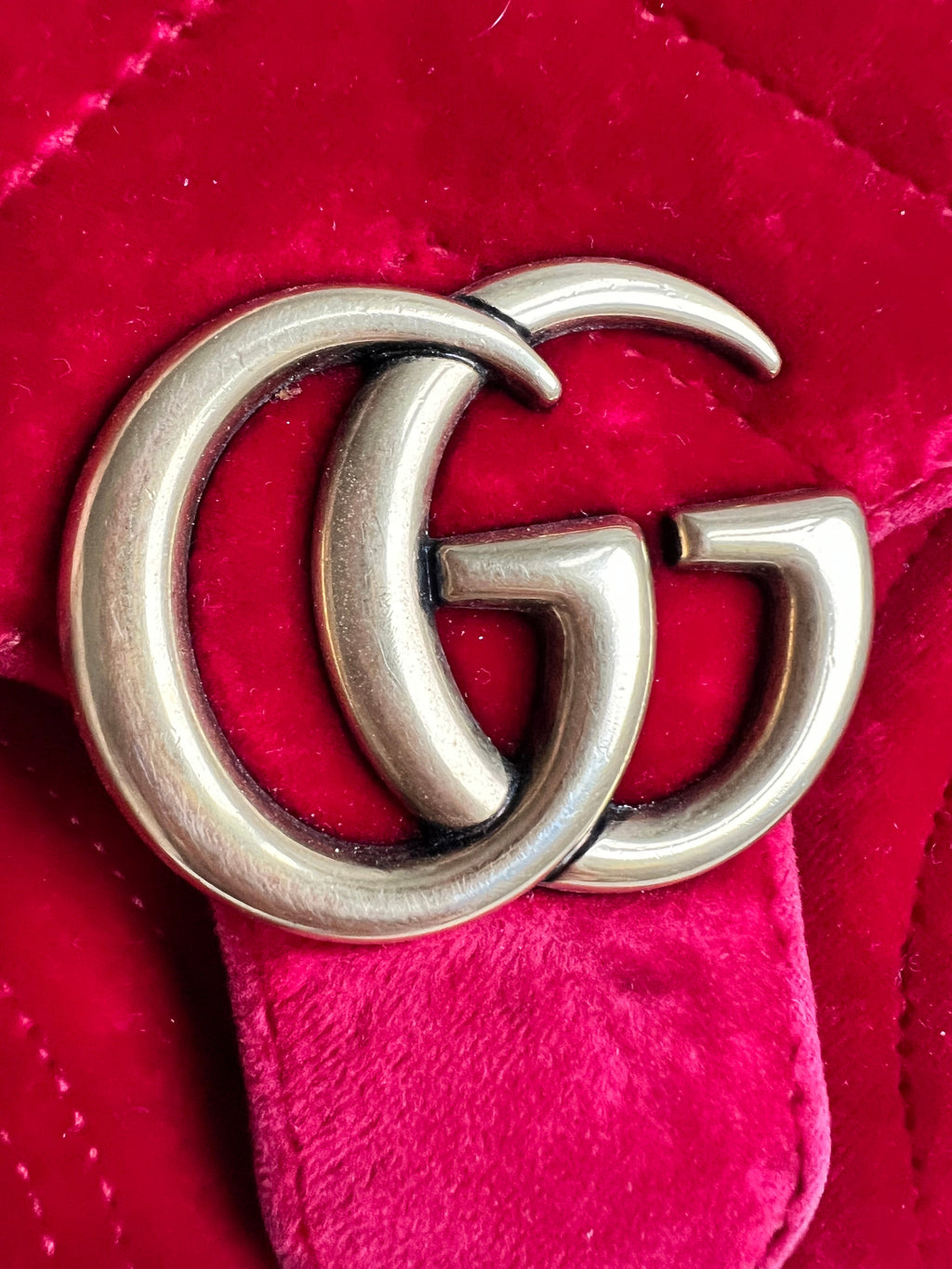 Gucci GG Mini Red Velvet Marmont Mini Shoulder Bag (RRP £1295)