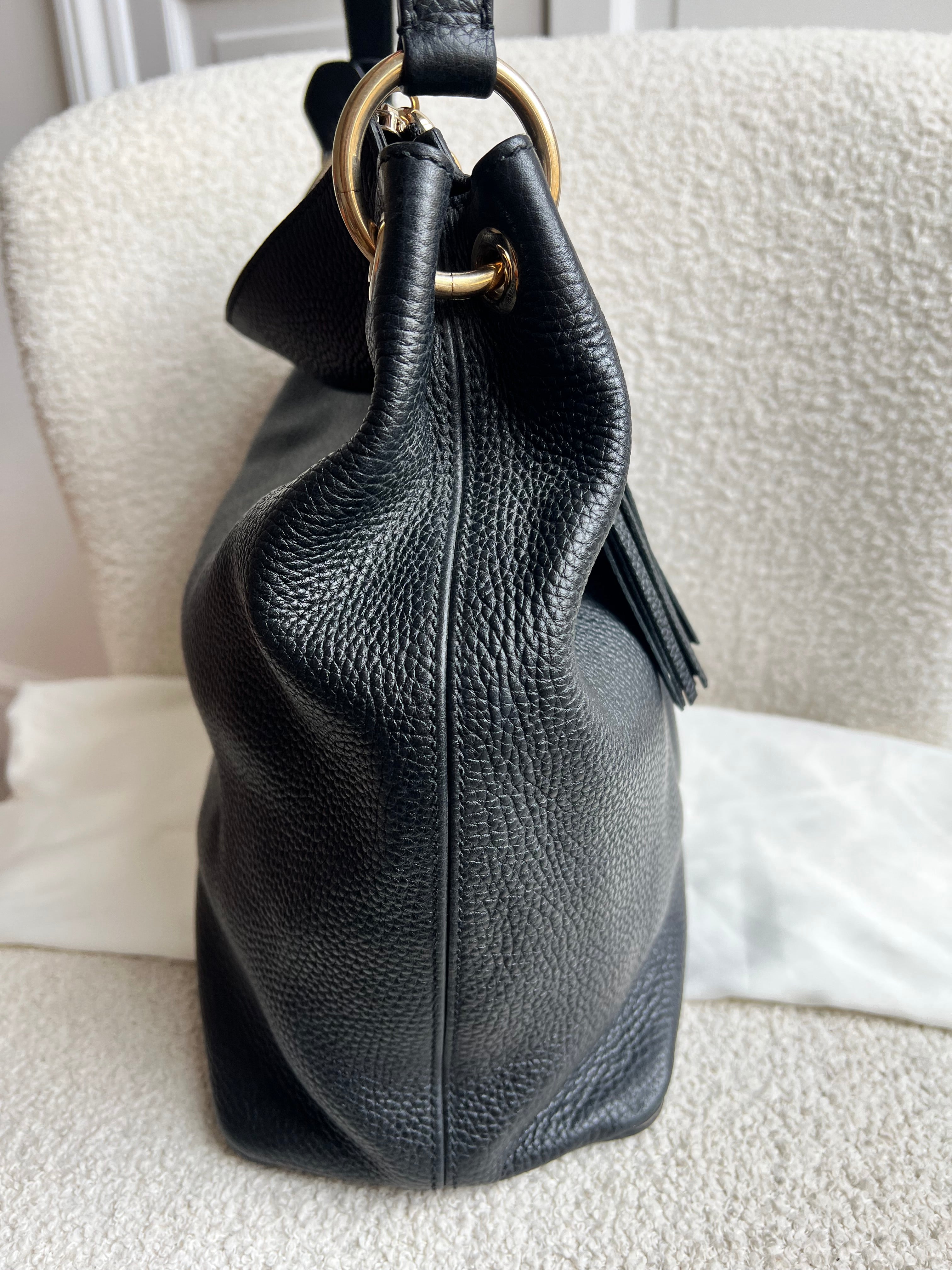 Gucci Soho Large Hobo in Black Pebbled Calfskin