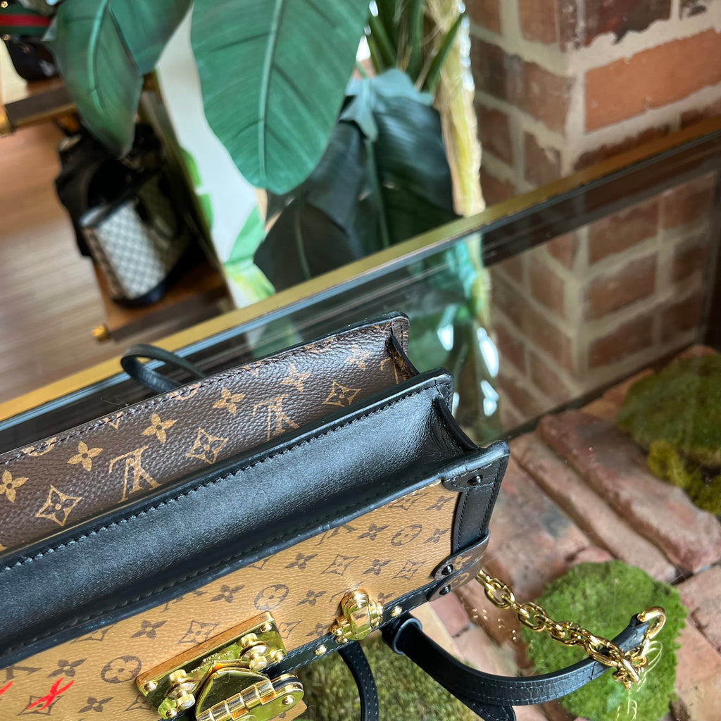 LOUIS VUITTON Trunk Clutch Reverse Monogram Canvas Clutch