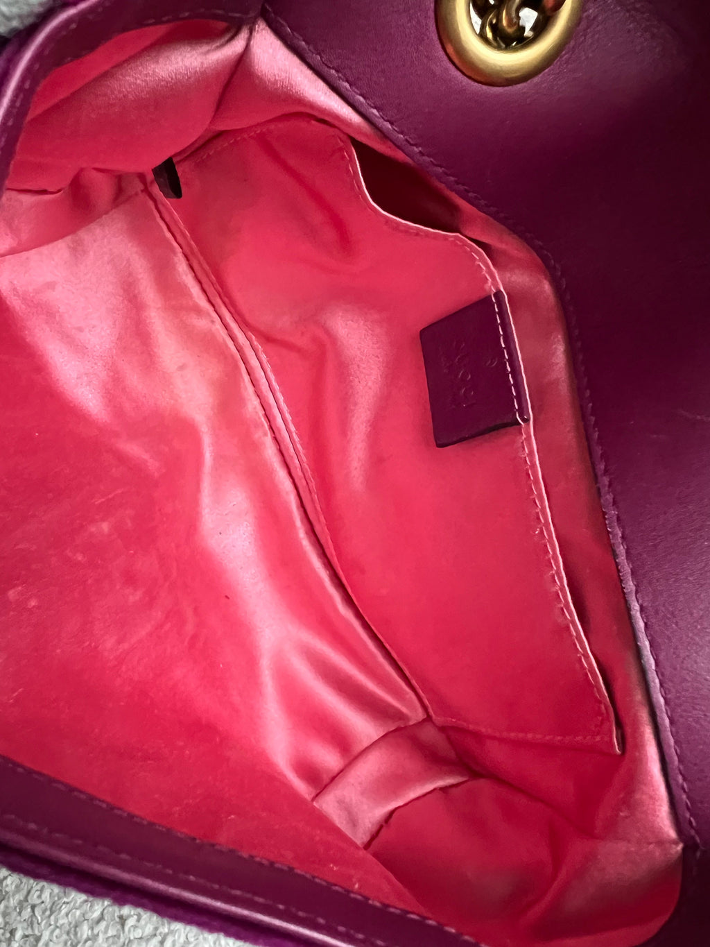 Gucci GG Mini Fuchsia Velvet Marmont Mini Shoulder Bag (RRP £1295)