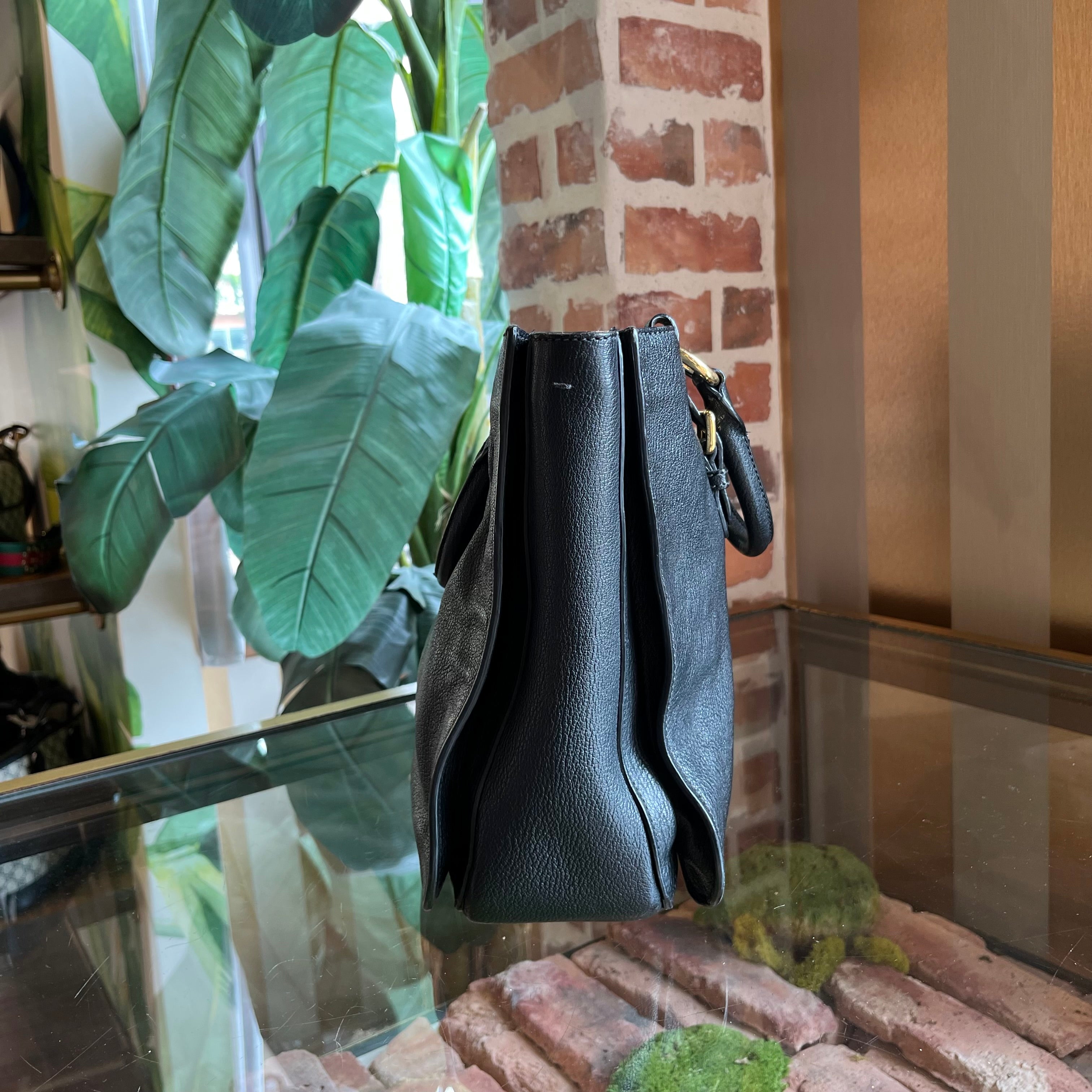 MIU MIU Madras Black Goatskin Tote Bag