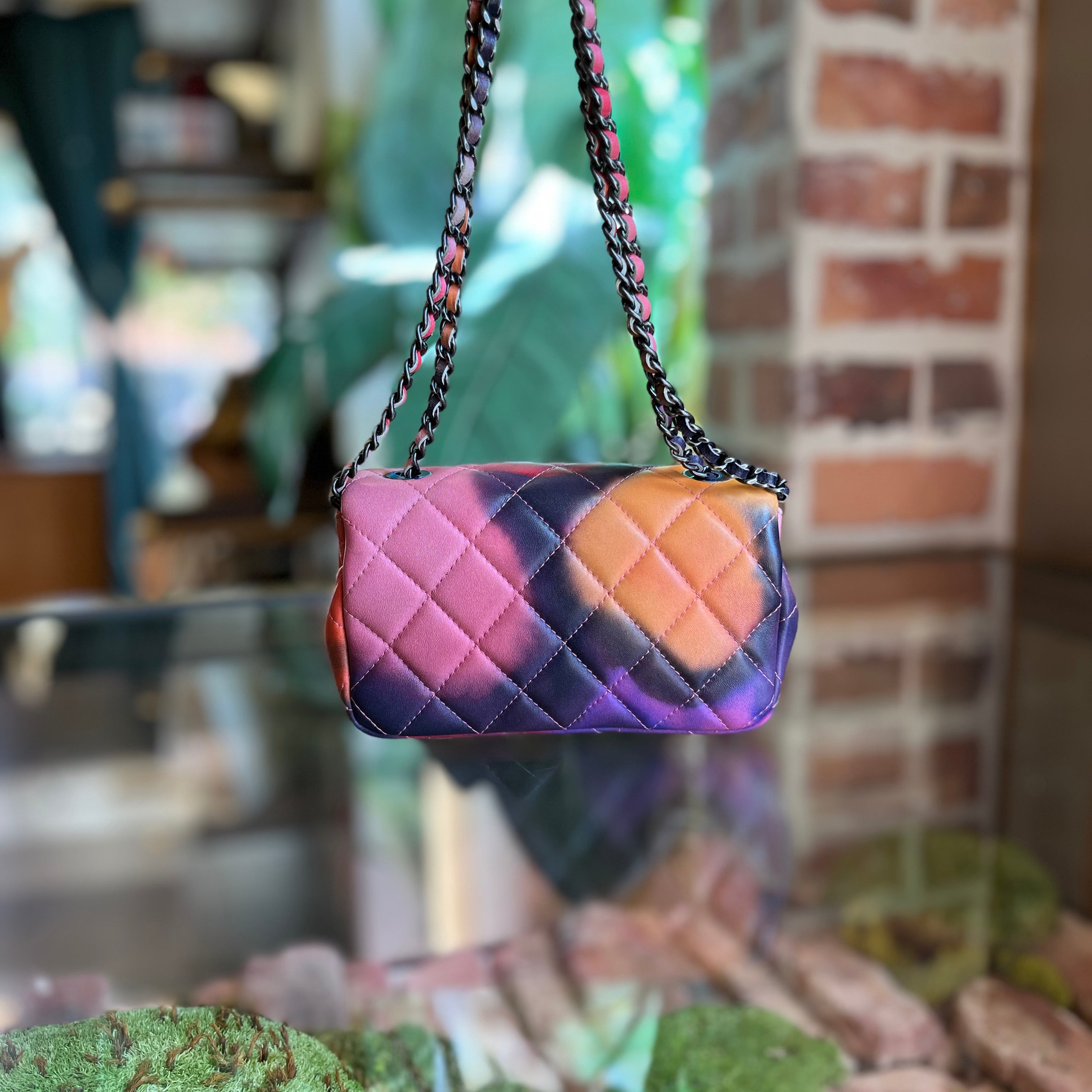 CHANEL Flower Power Extra Mini Quilted Lambskin Flap Shoulder Bag