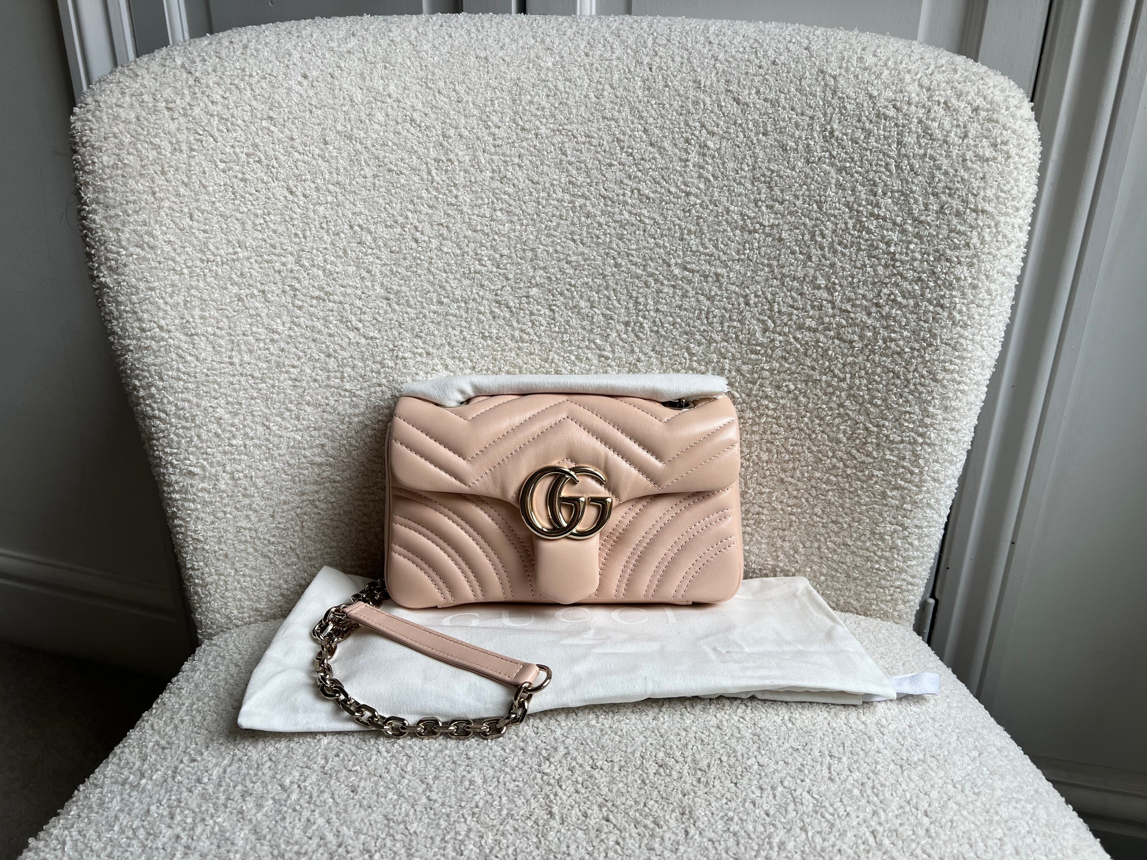 Gucci GG Pink Beige Marmont Mini Shoulder Bag (RRP £1,890)