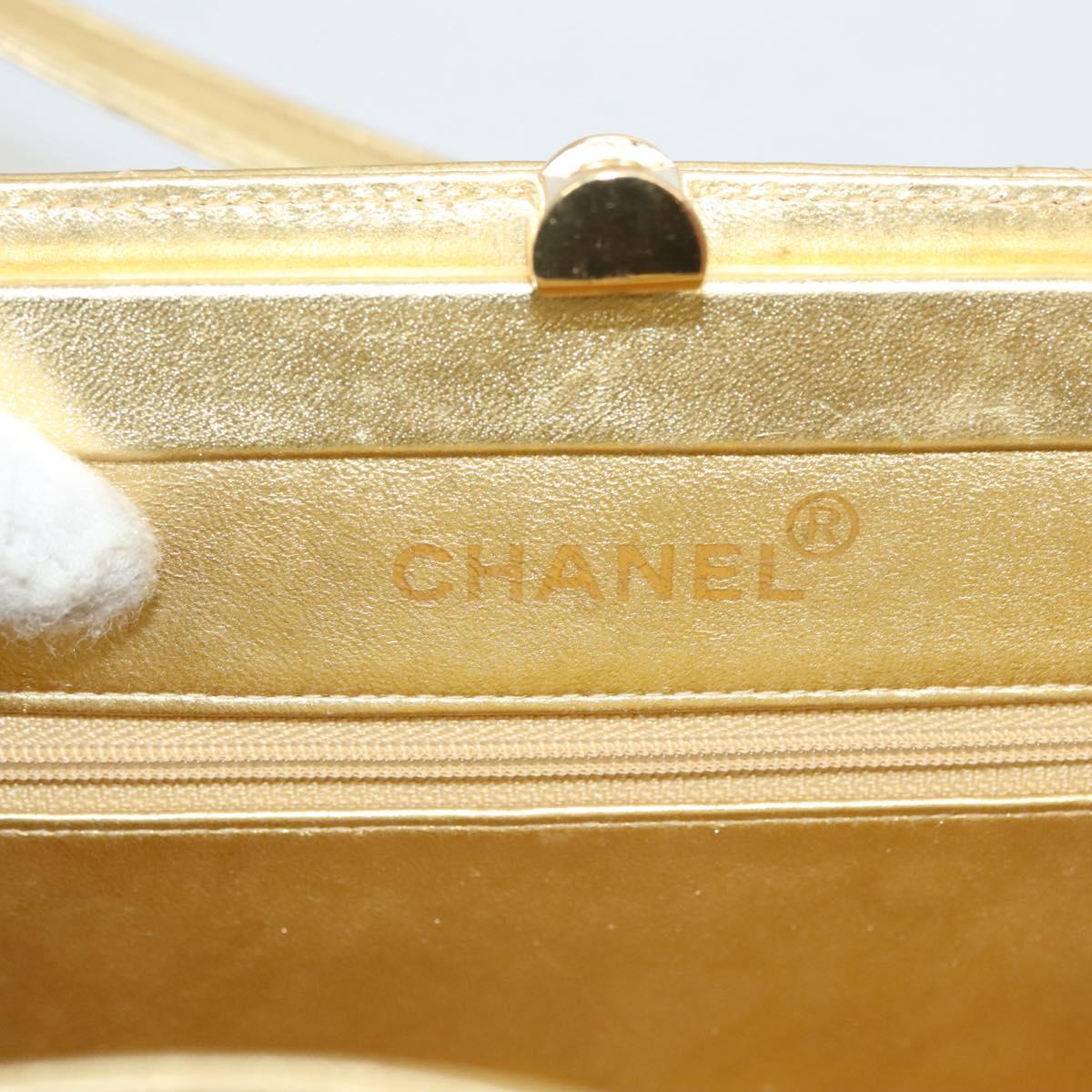 Chanel Matelassé Lambskin Leather Gold Leather Handbag (Pre-Owned)