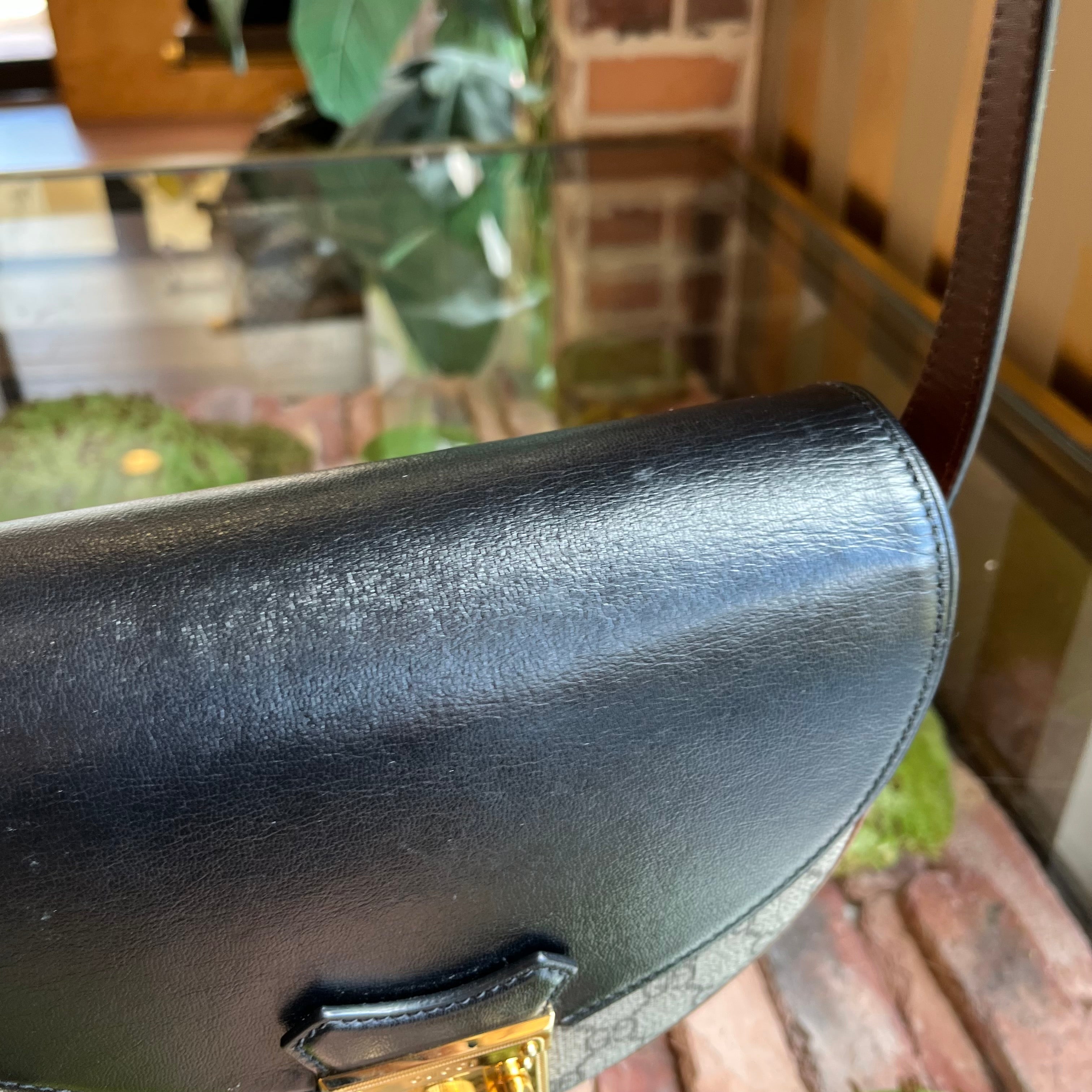 GUCCI Small Padlock GG Supreme Monogram Calfskin Messenger Shoulder Bag