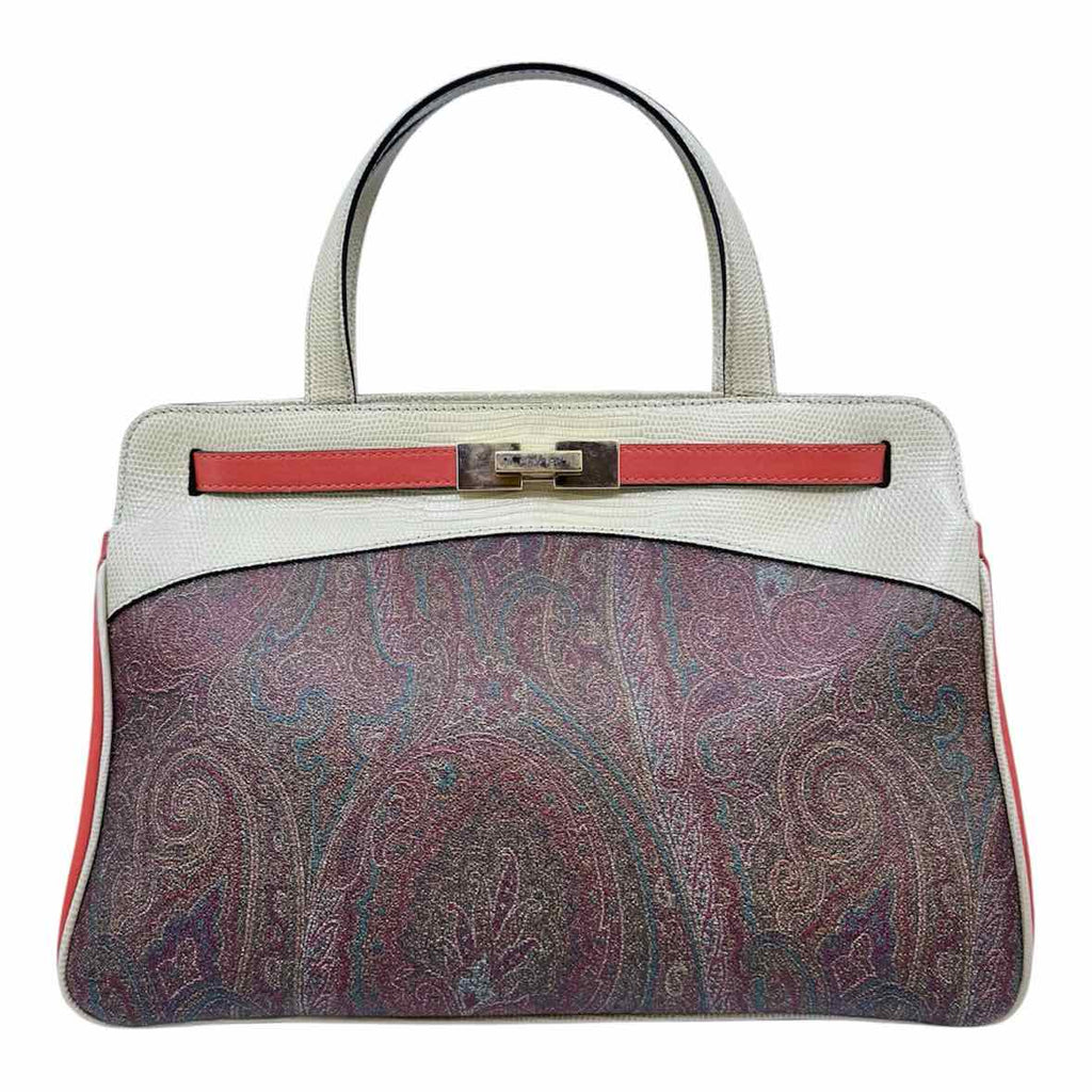 ETRO Cream, Orange Leather Paisley Handbag