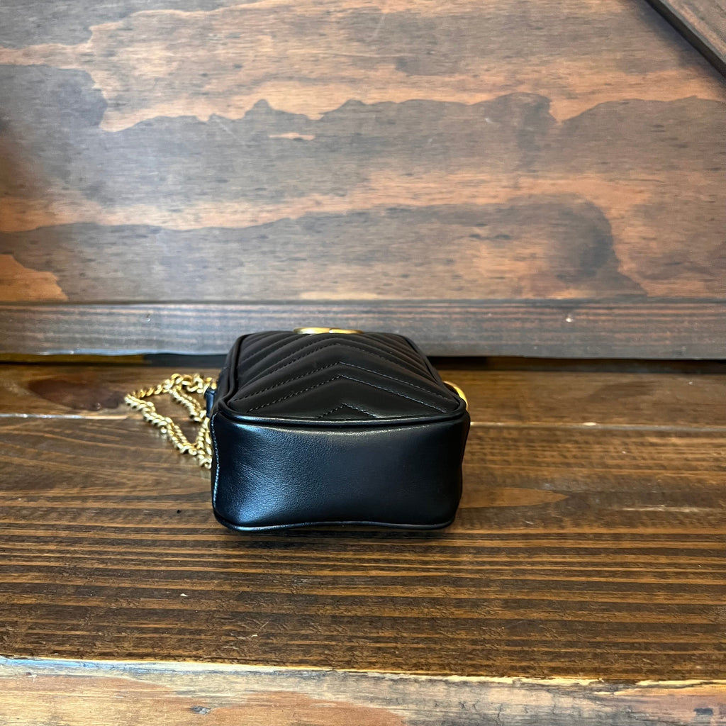 GUCCI GG Marmont Mini Matelassé Leather Vertical Phone Crossbody Bag