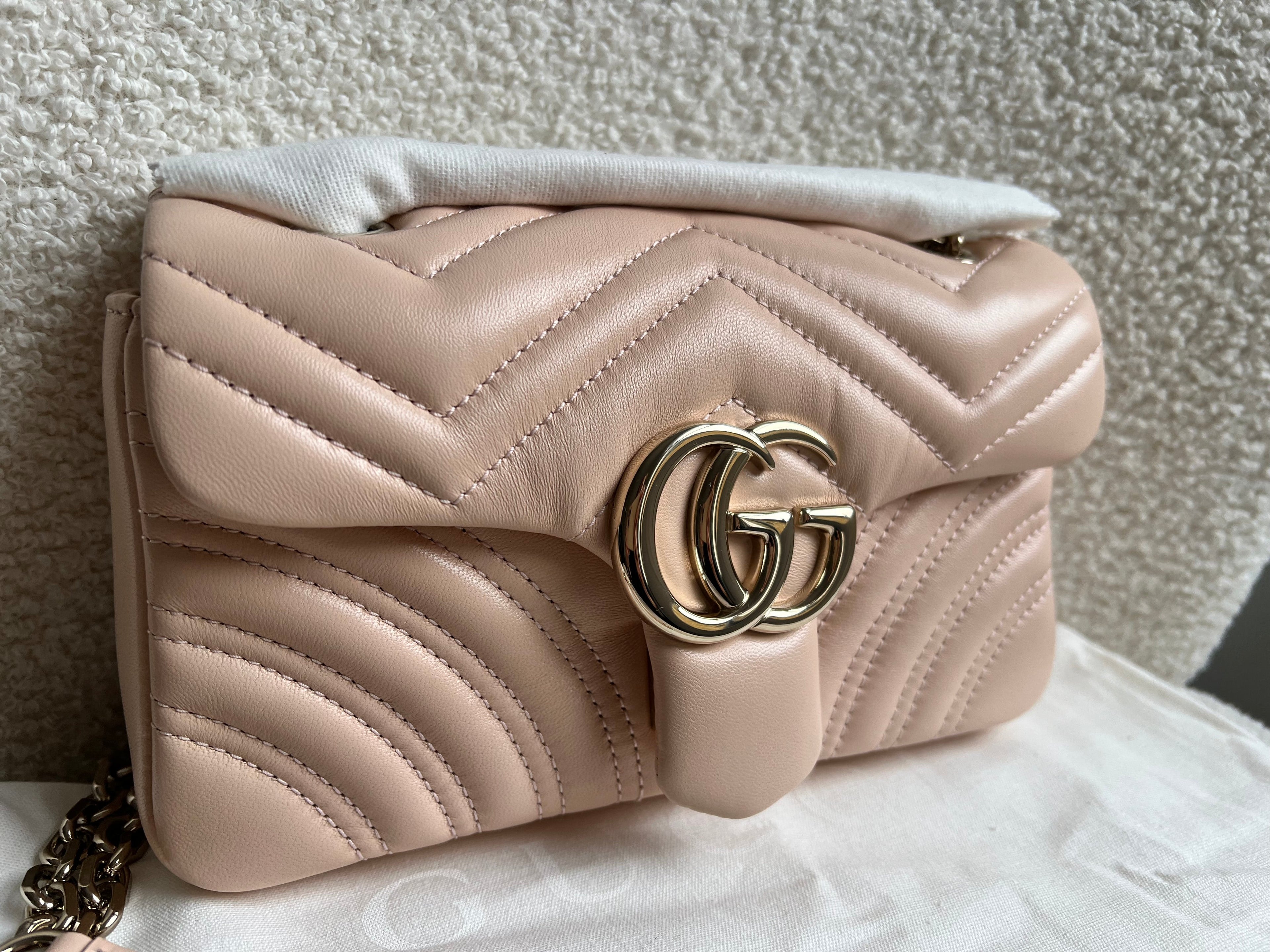 Gucci GG Pink Beige Marmont Mini Shoulder Bag (RRP £1,890)