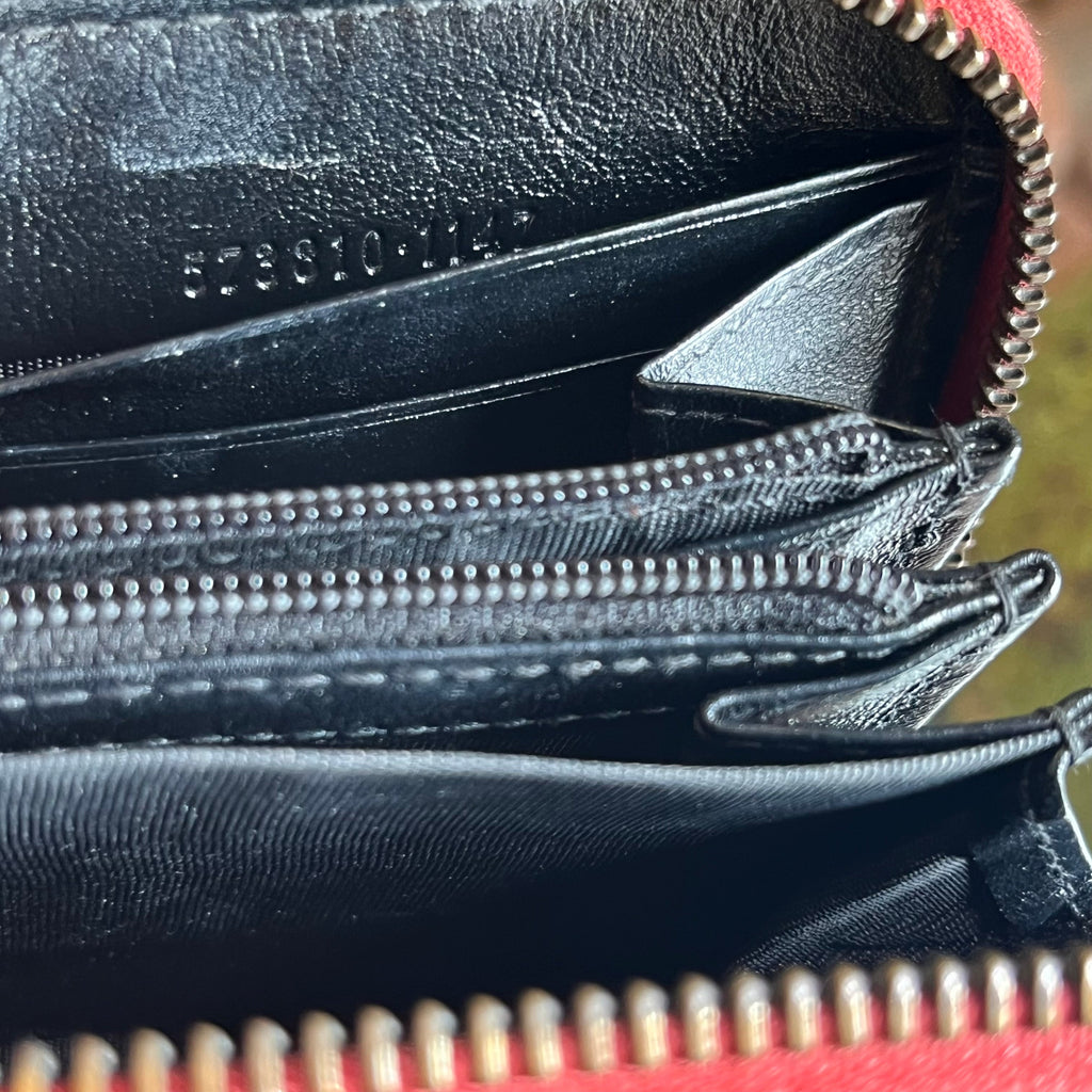 GUCCI Vintage Effect Calfskin Matelasse Diagonal Torchon GG Marmont Zip Around Wallet