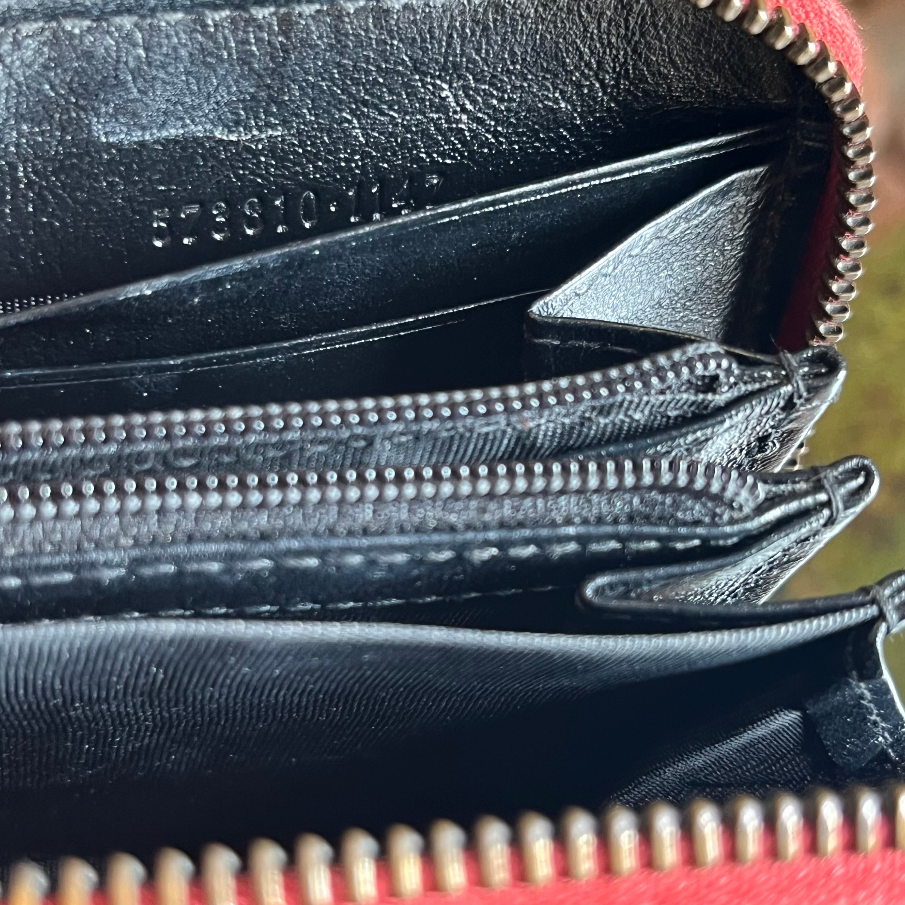 GUCCI Vintage Effect Calfskin Matelasse Diagonal Torchon GG Marmont Zip Around Wallet