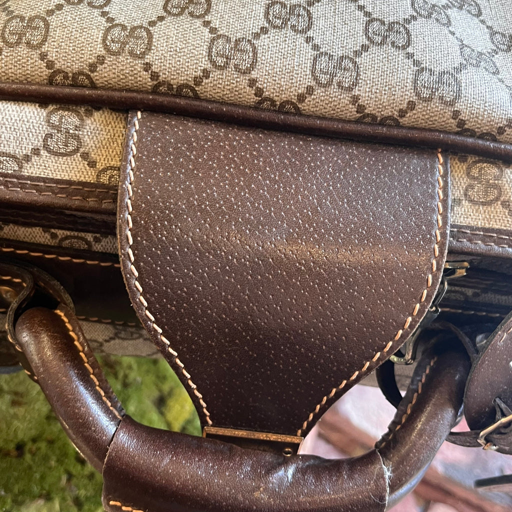 GUCCI Beige GG Supreme Canvas Vintage Suitcase