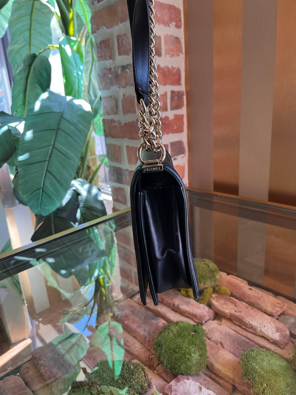 CHANEL Boy New Medium Black Lambskin Shoulder Bag