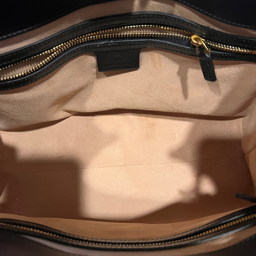 GUCCI 1961 Medium Black Smooth Calfskin Leather Tote Bag
