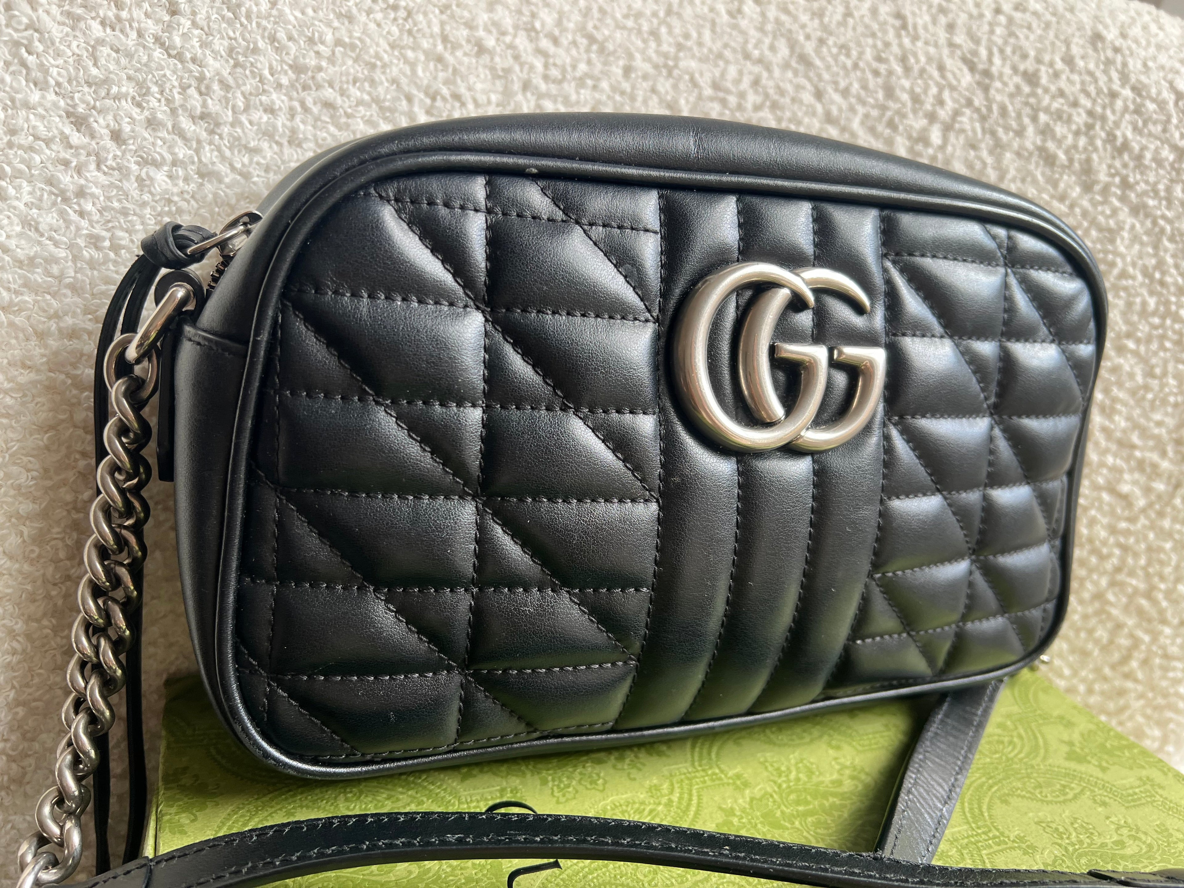 Gucci Aria GG Black Marmont Small Shoulder Bag (RRP £1440)