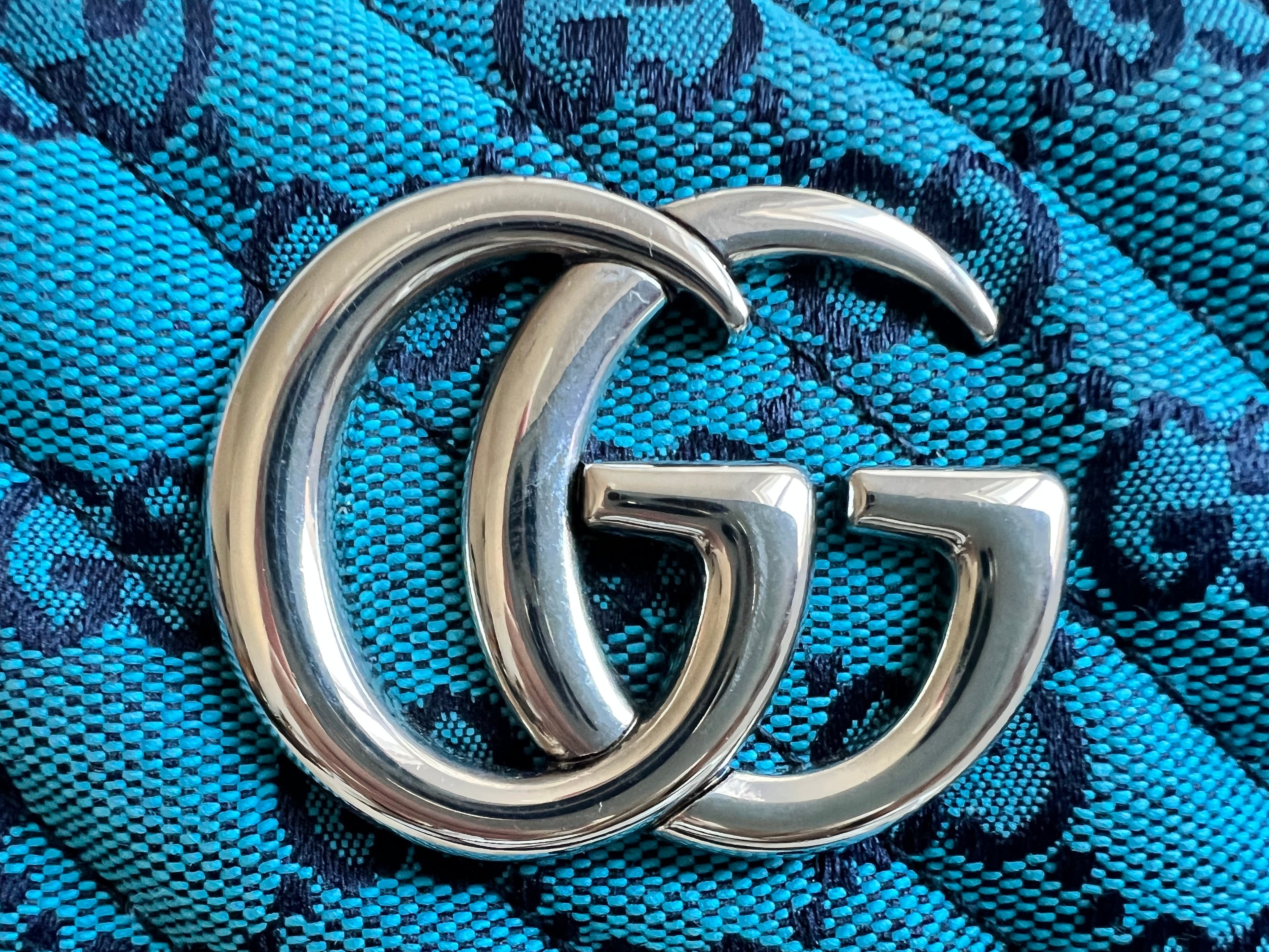 Gucci GG Marmont Blue Canvas Small Shoulder Bag (RRP £1050)