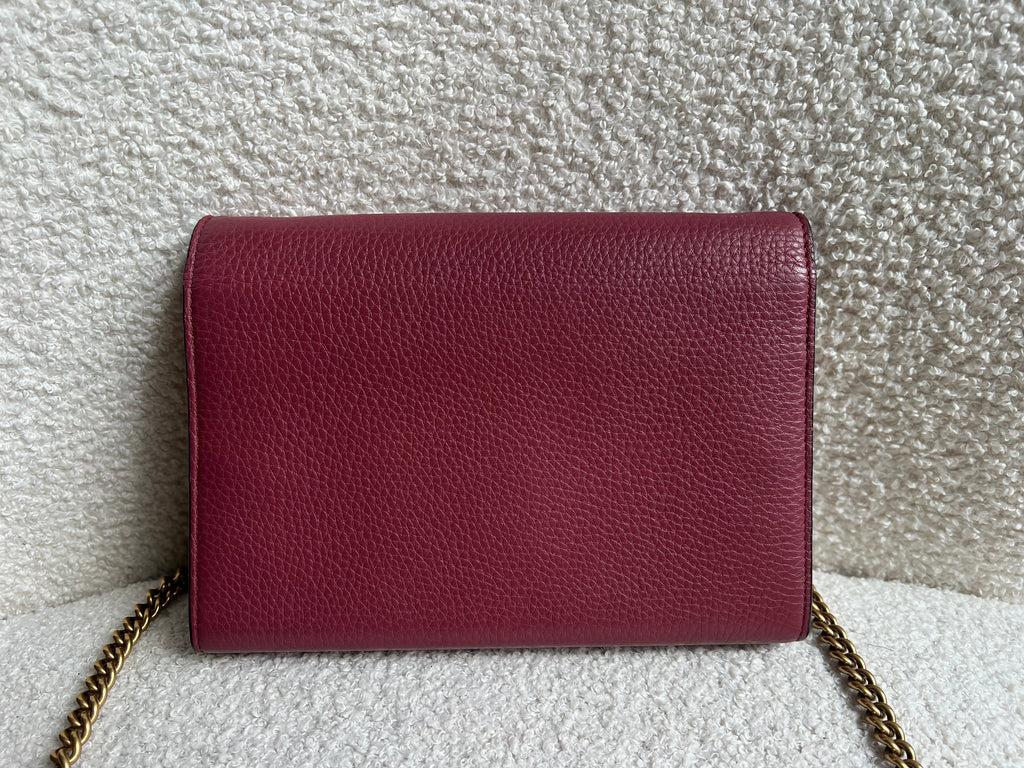Gucci Rose Pink GG Marmont Chain Wallet (RRP £1195)
